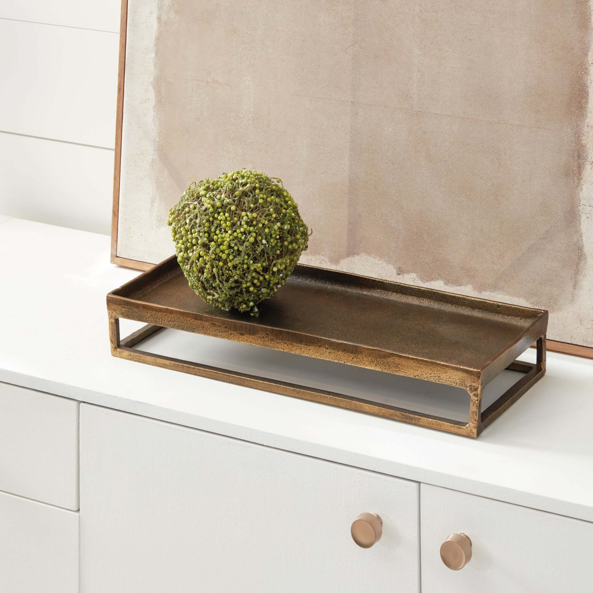 Antique Brass Raised Display Tray