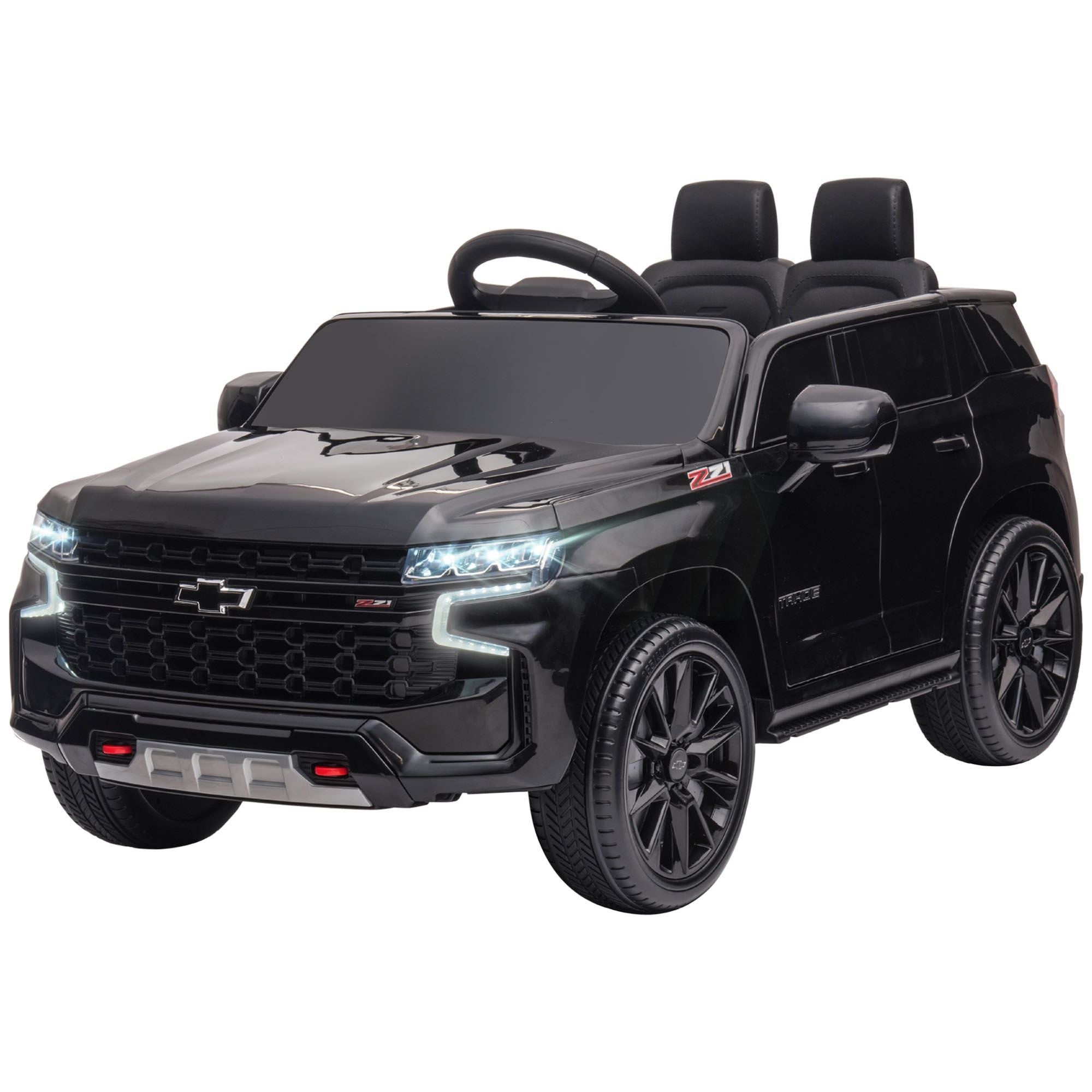Aosom Chevrolet TAHOE Licensed Kids Ride on Car, 12V Battery Powered Kids Electric Car with Remote Control, Music, Lights, Horn, Suspension for 3-6 Years Old, Black