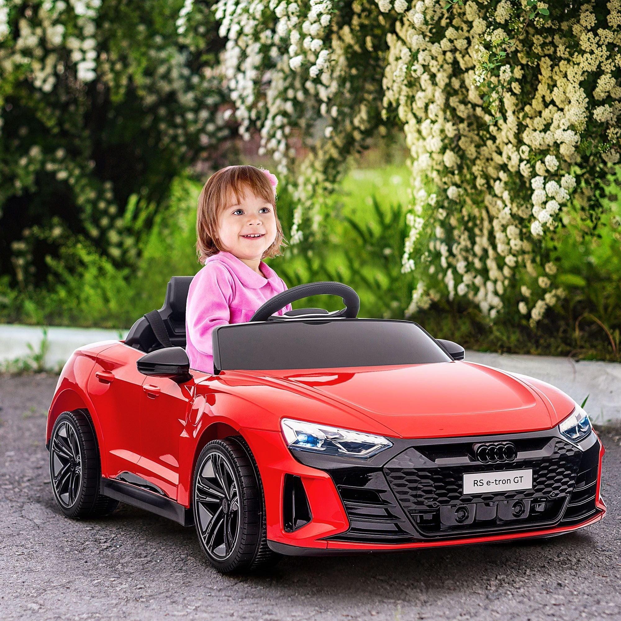 Aosom Kids Ride on Car, 12V Licensed Audi RS E-tron GT 3.1 MPH Electric Car for Kids, Ride-on Toy for Boys and Girls with Remote Control, 4 Wheels with Suspension, Horn, Music, Lights, Red