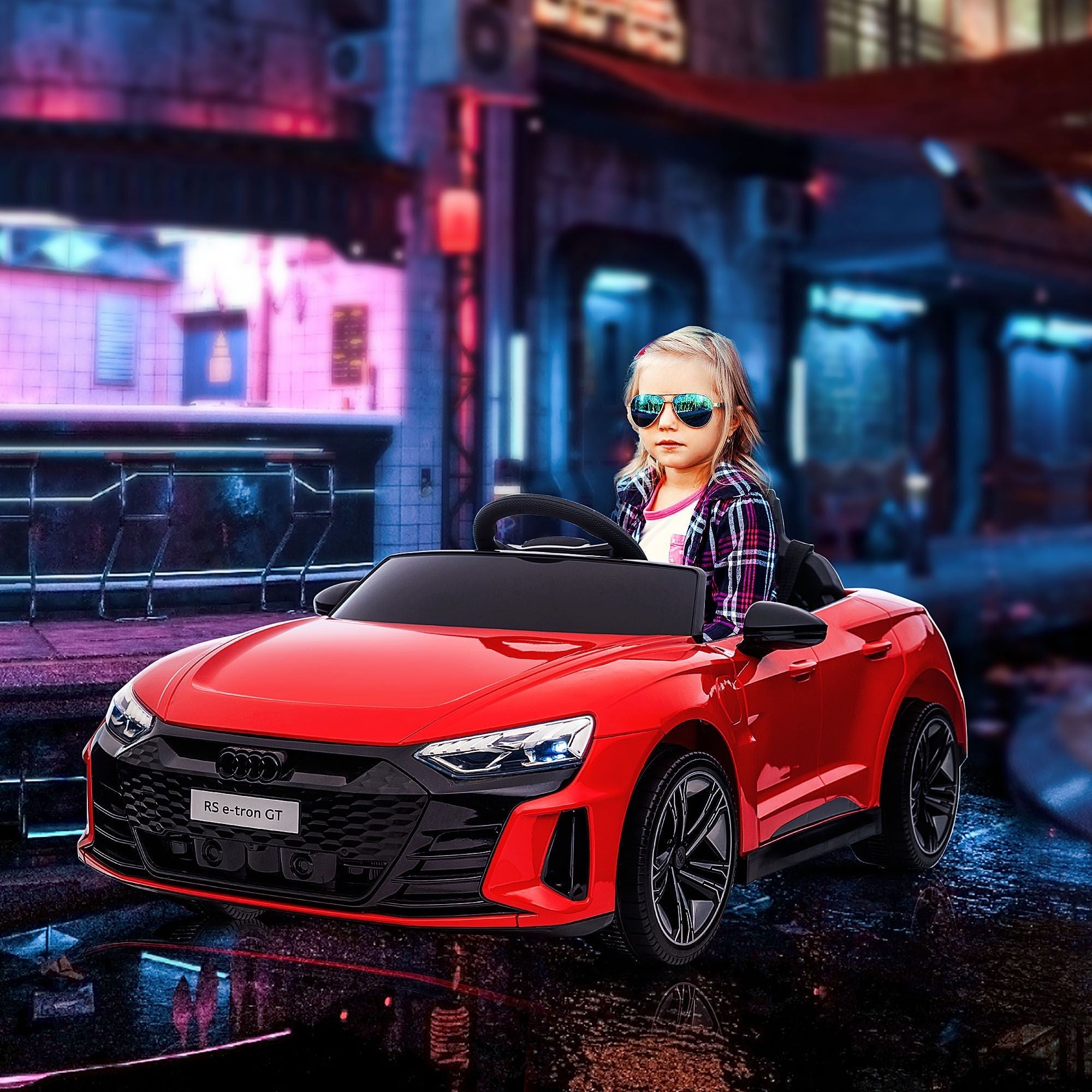 Aosom Kids Ride on Car, 12V Licensed Audi RS E-tron GT 3.1 MPH Electric Car for Kids, Ride-on Toy for Boys and Girls with Remote Control, 4 Wheels with Suspension, Horn, Music, Lights, Red