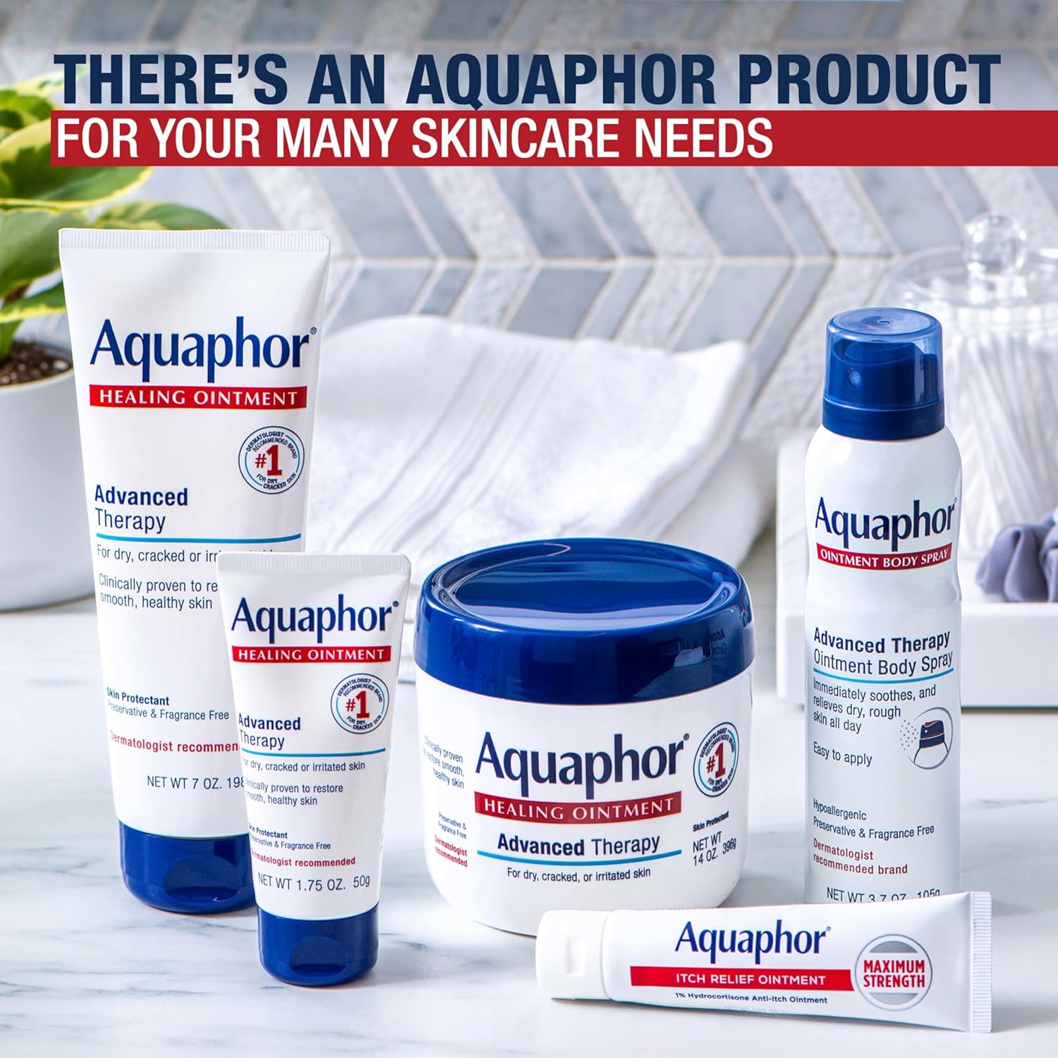 Aquaphor Advanced Therapy Healing Ointment, Hypoallergenic, Fragrance Free Body Moisturizer for Dry Skin and Minor Wound Care, Travel Size Skin Care Set, 1.75 Oz Tube, Pack of 3