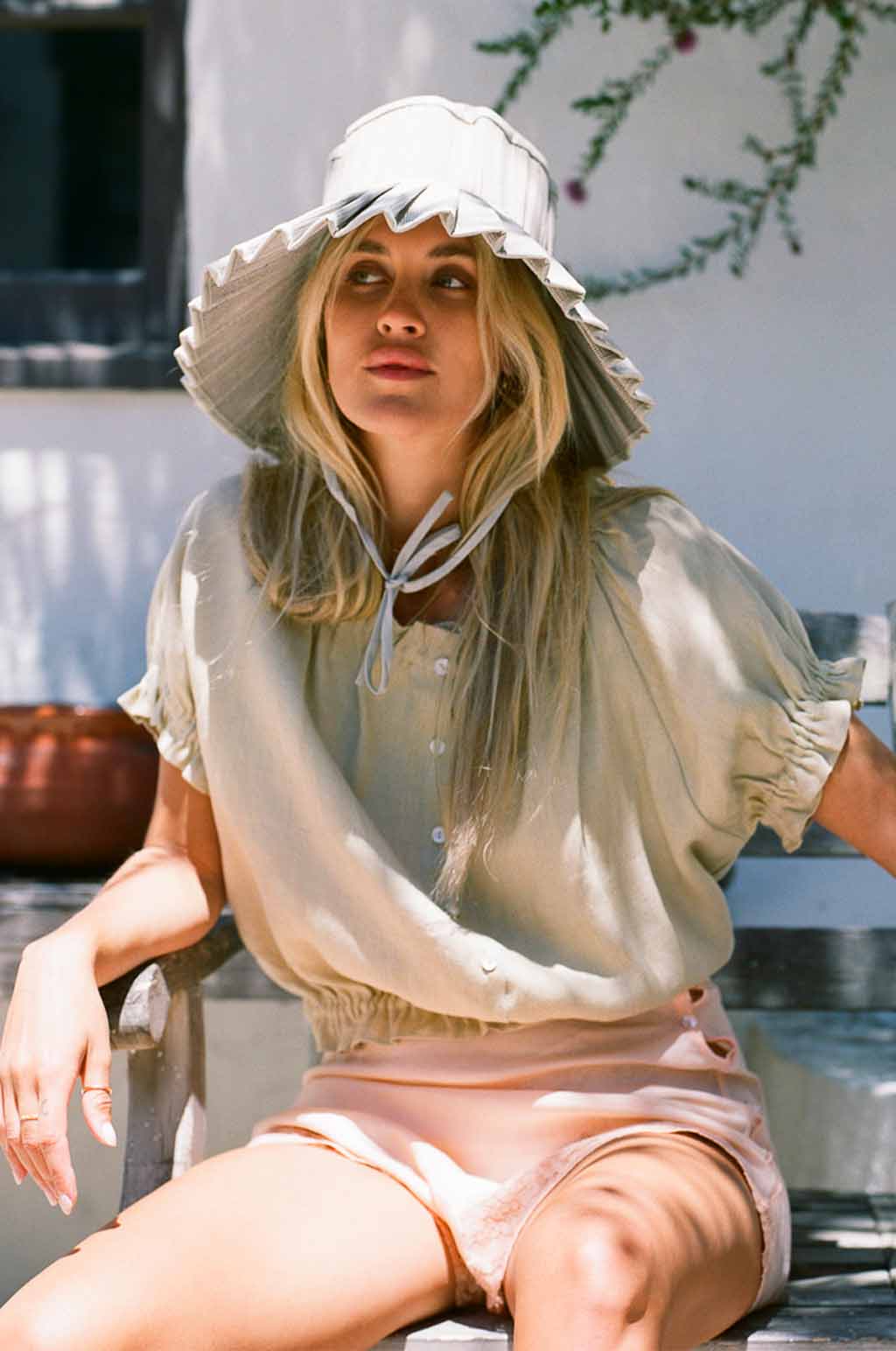 Arizona Top - Sage linen ruffle top