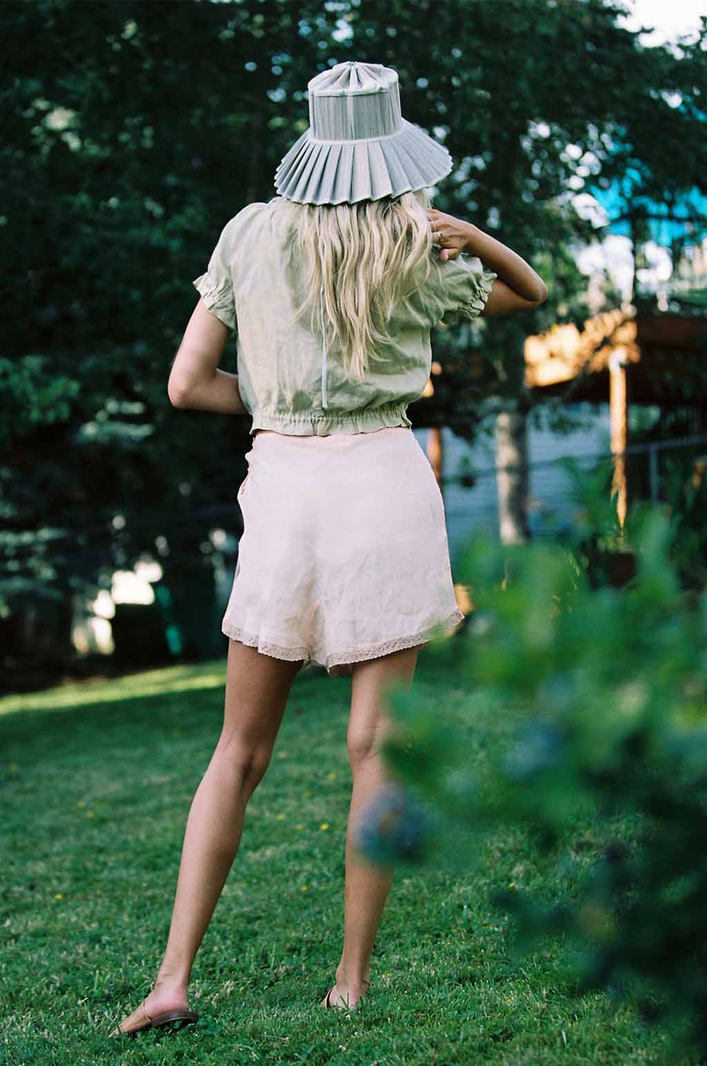 Arizona Top - Sage linen ruffle top