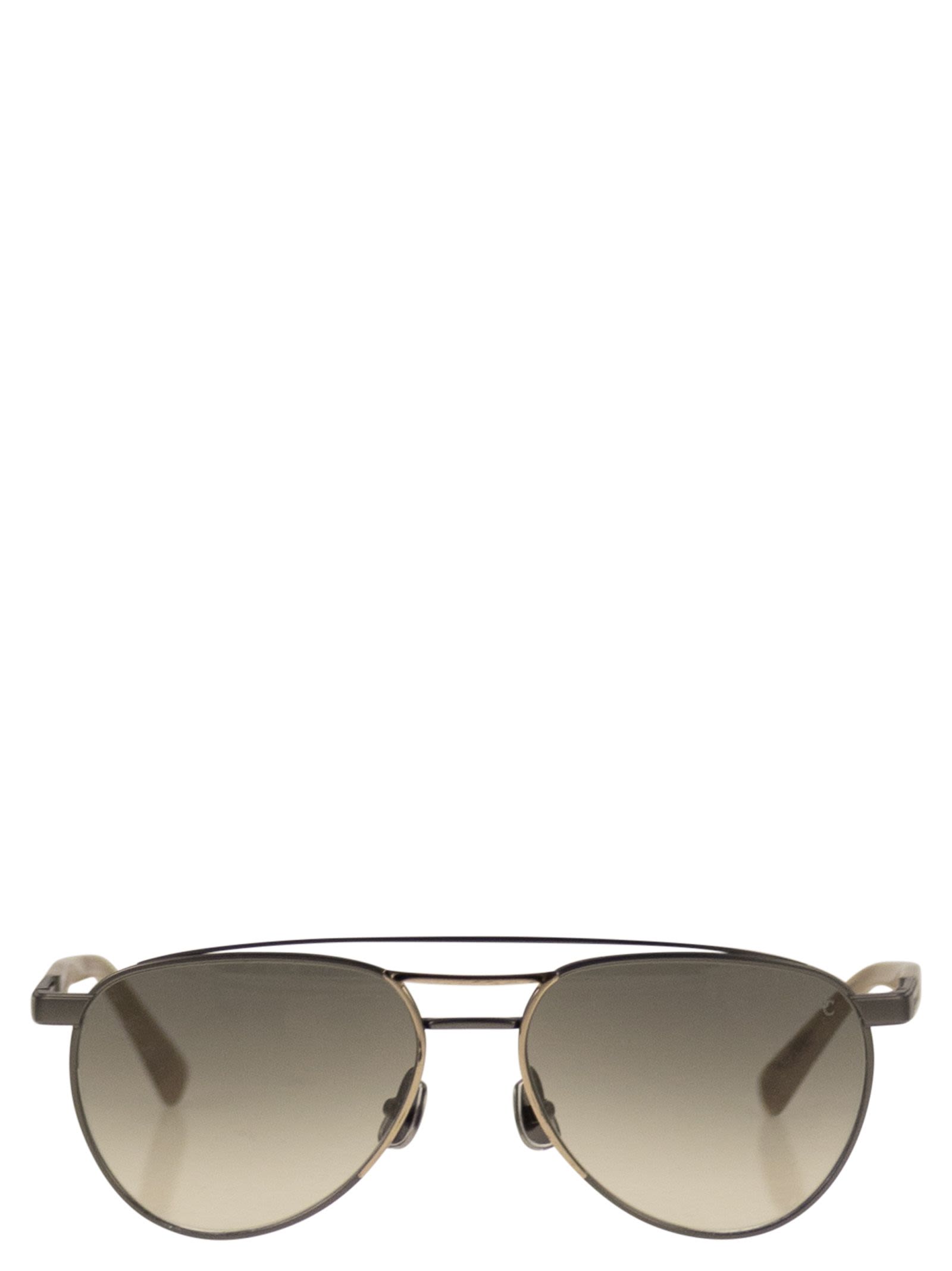 Brunello Cucinelli Men Titanium Aviator Sunglasses