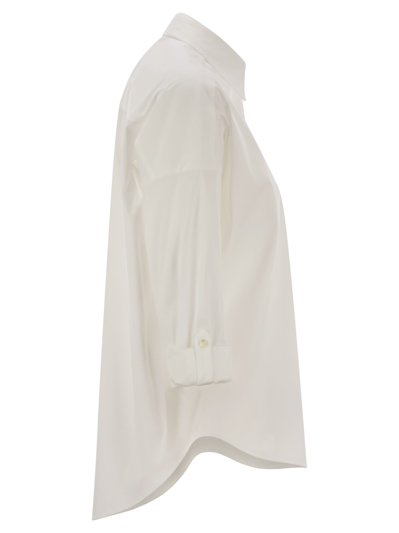 Brunello Cucinelli Women Stretch Cotton Poplin Shirt With Shiny Trim