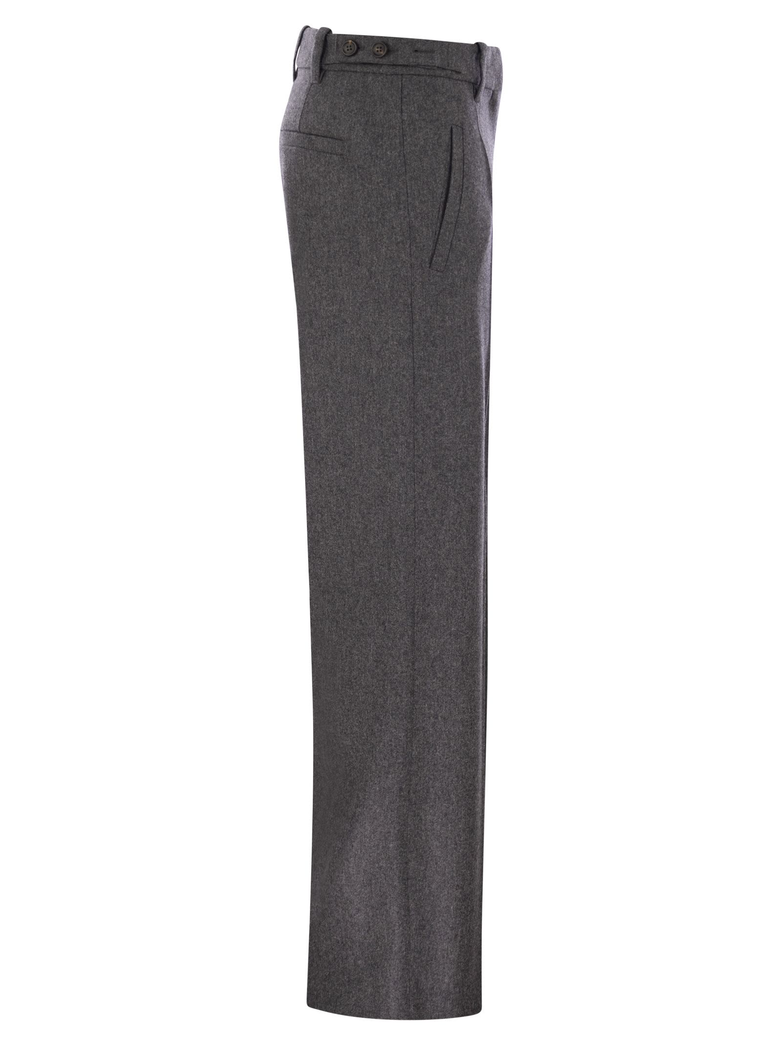 Brunello Cucinelli Women Straight Loose Trousers In Virgin Wool Flannel
