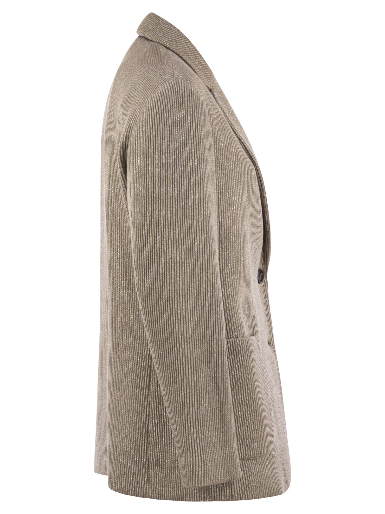 Brunello Cucinelli Women Sparkling English Rib Cotton And Viscose Knitted Jacket With Monili