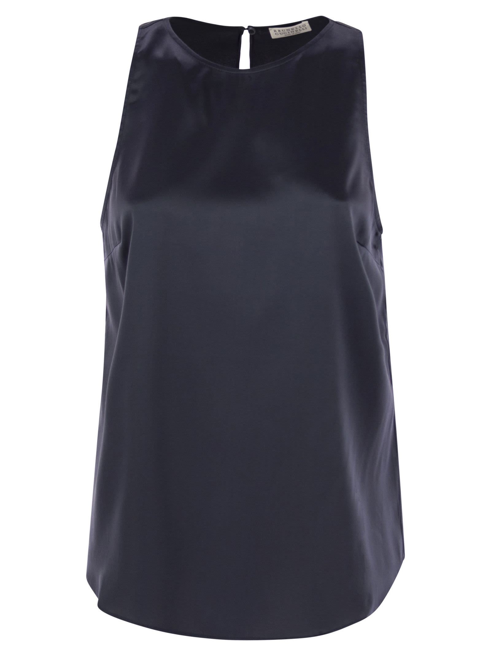 Brunello Cucinelli Women Stretch Silk Satin Top With Jewellery