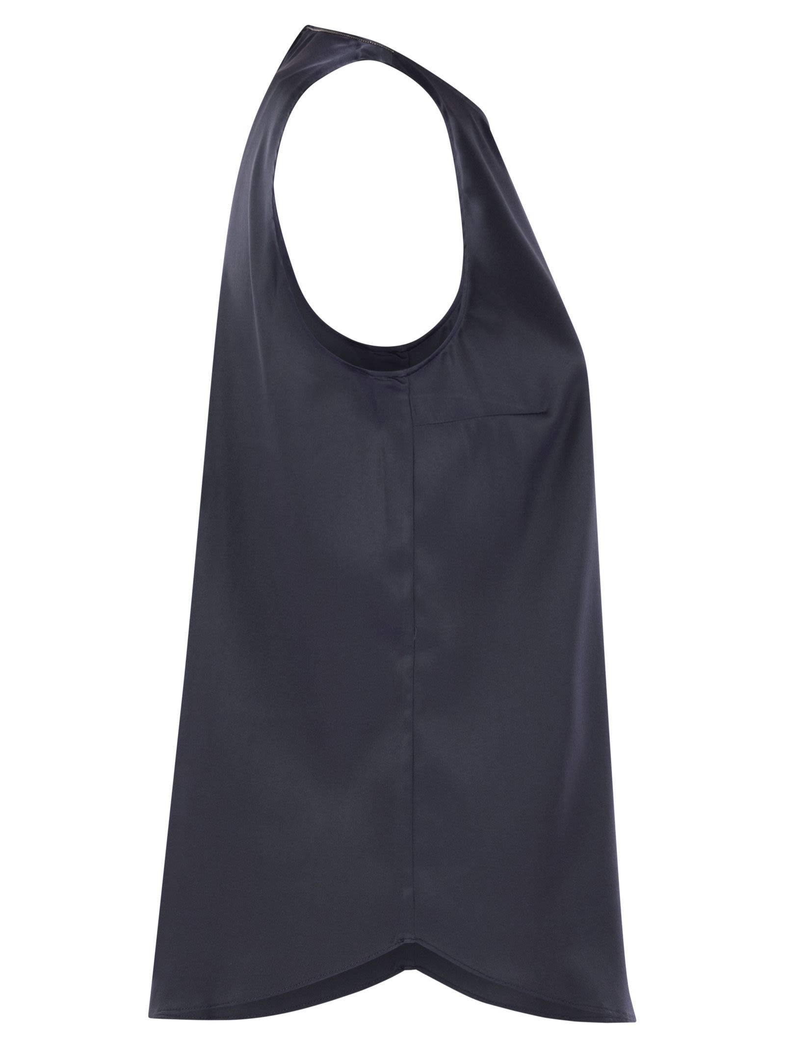 Brunello Cucinelli Women Stretch Silk Satin Top With Jewellery