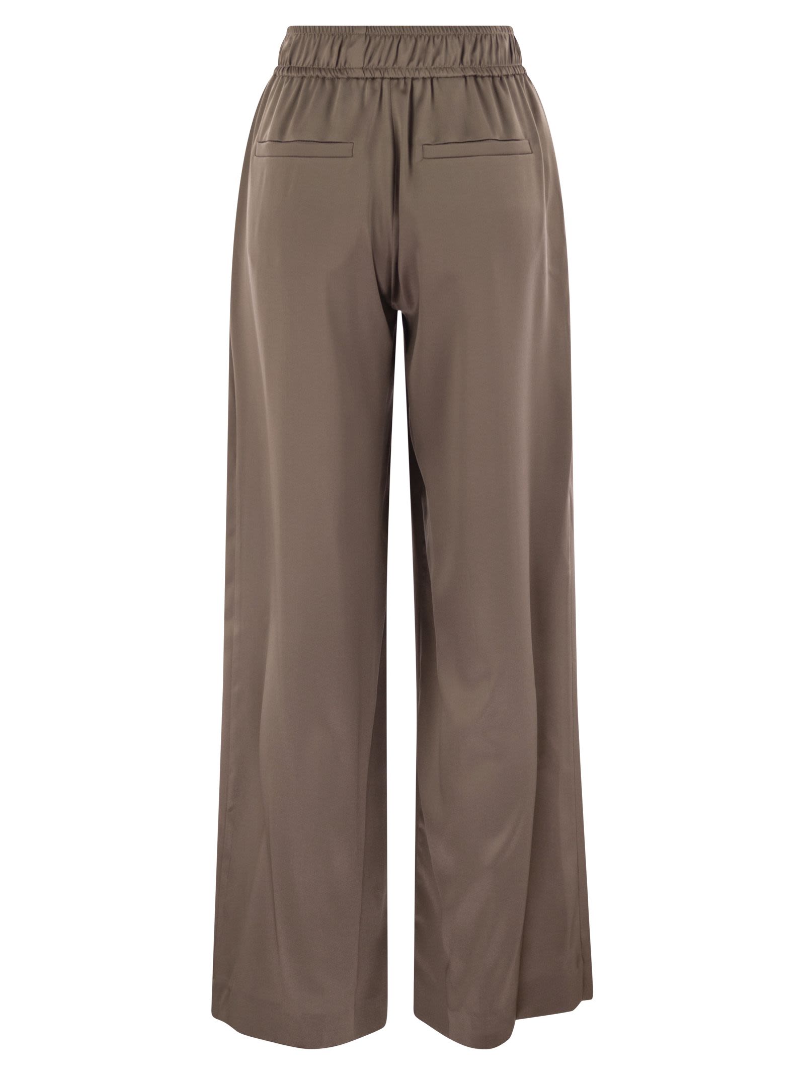 Brunello Cucinelli Women Track Trousers In Stretch Silk Satin