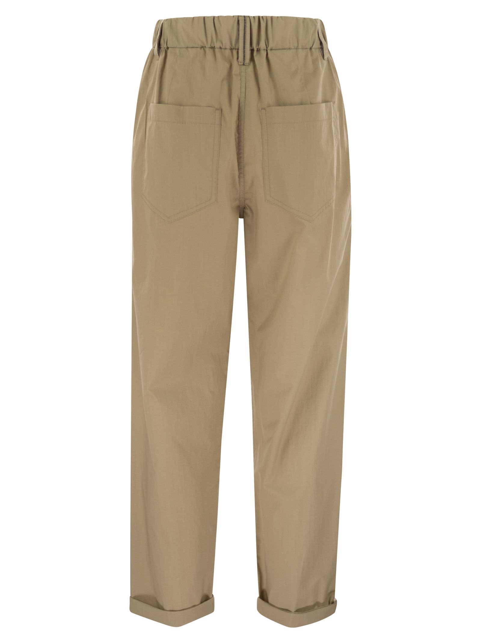 Brunello Cucinelli Women Track Five-Pocket Trousers In Lightweight Poplin With Moniline