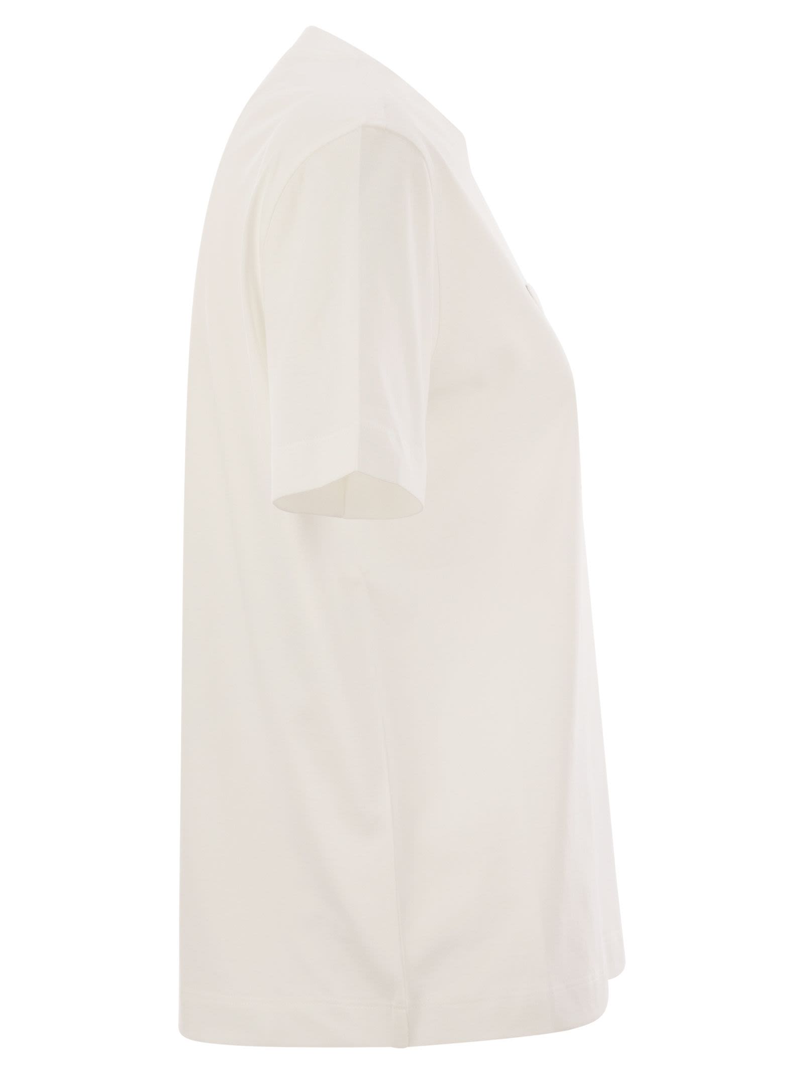 Brunello Cucinelli Women Cotton Jersey T-Shirt With Shiny Pocket Detail