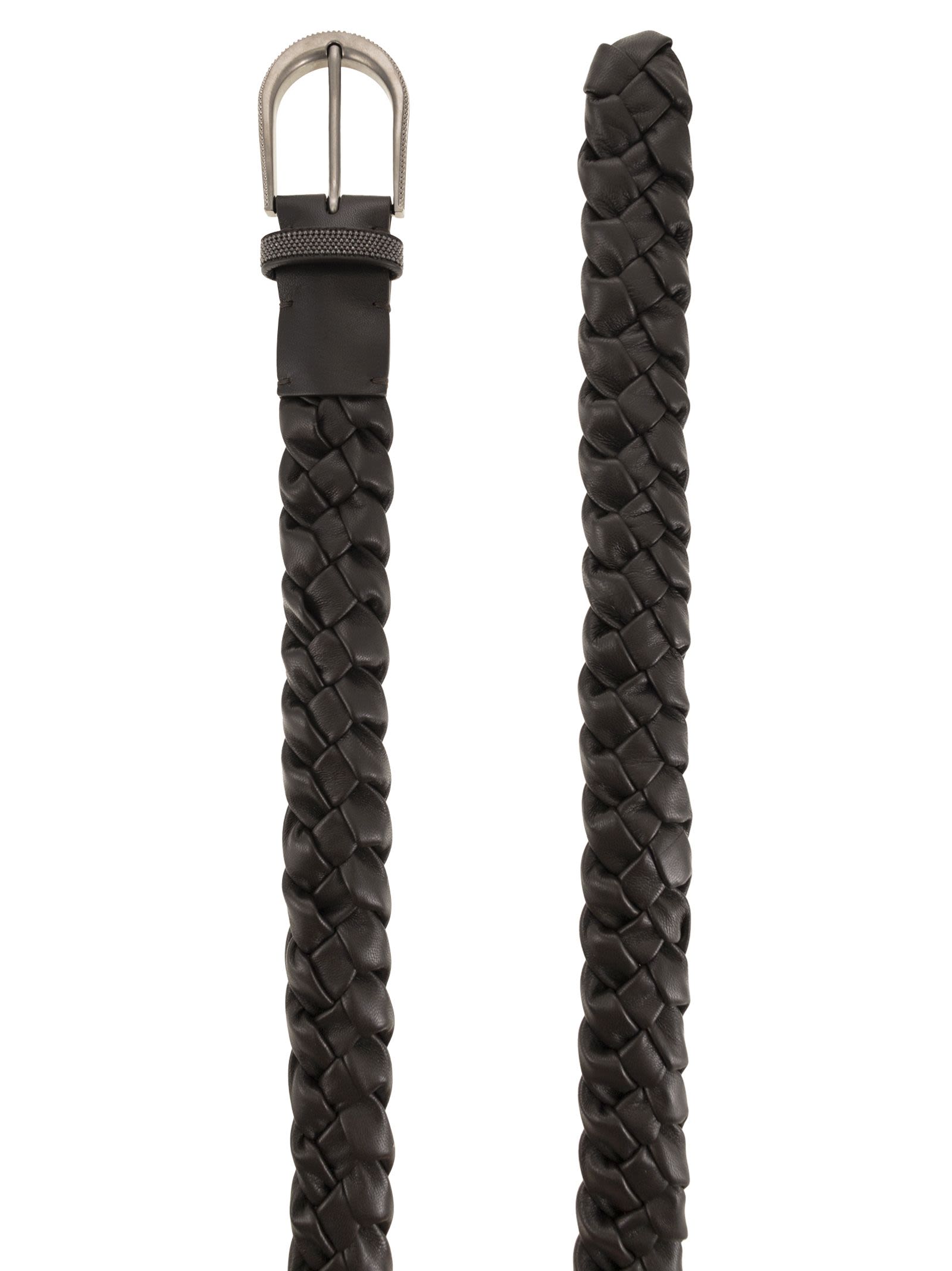 Brunello Cucinelli Women Braided Nappa Leather Belt With Jewellery