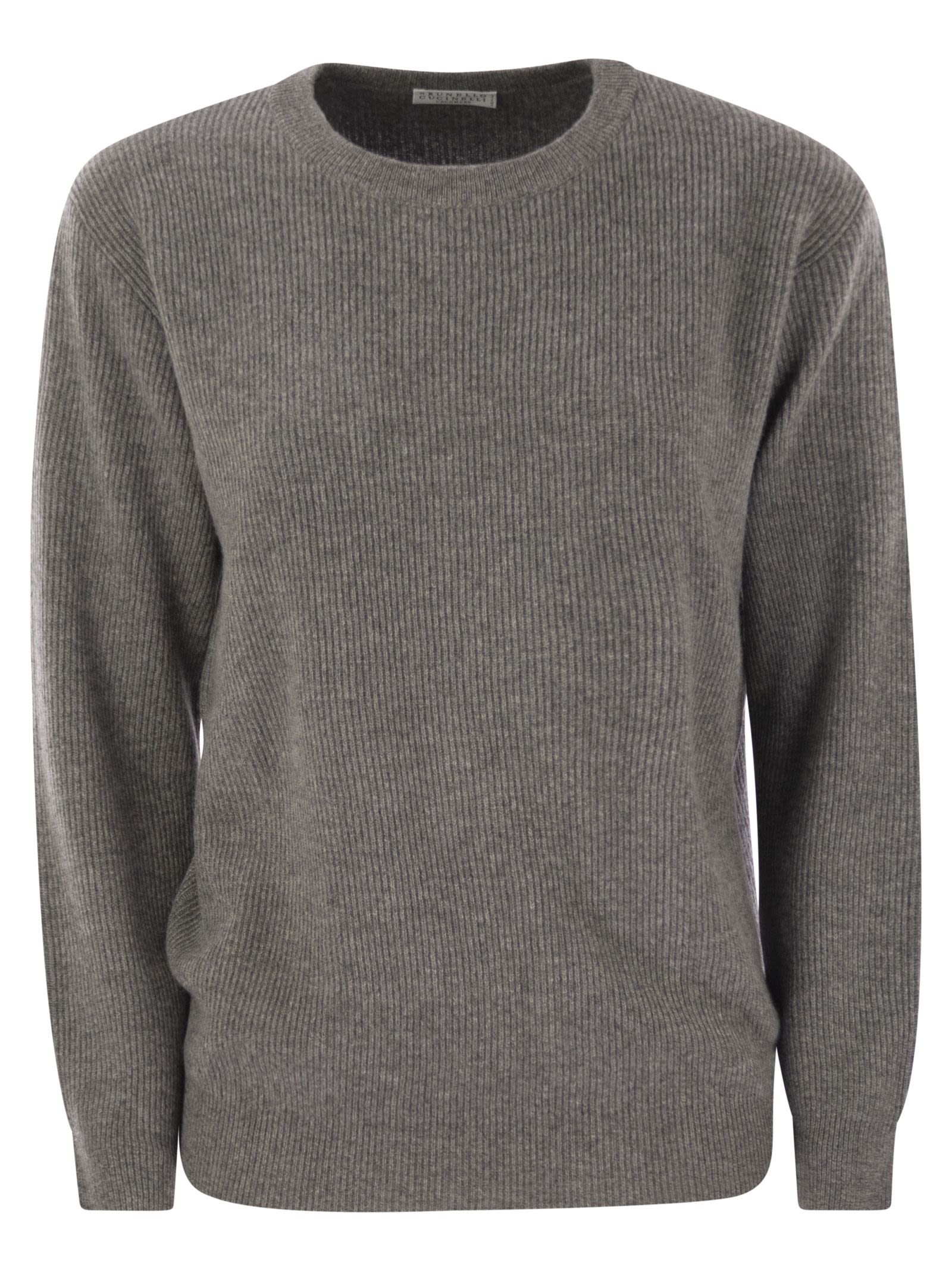 Brunello Cucinelli Women English Rib Cashmere Sweater With Monile