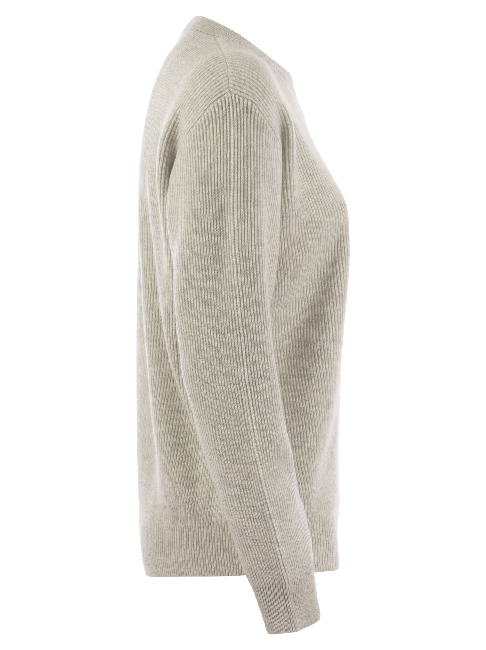Brunello Cucinelli Women English Rib Cashmere Sweater With Monile
