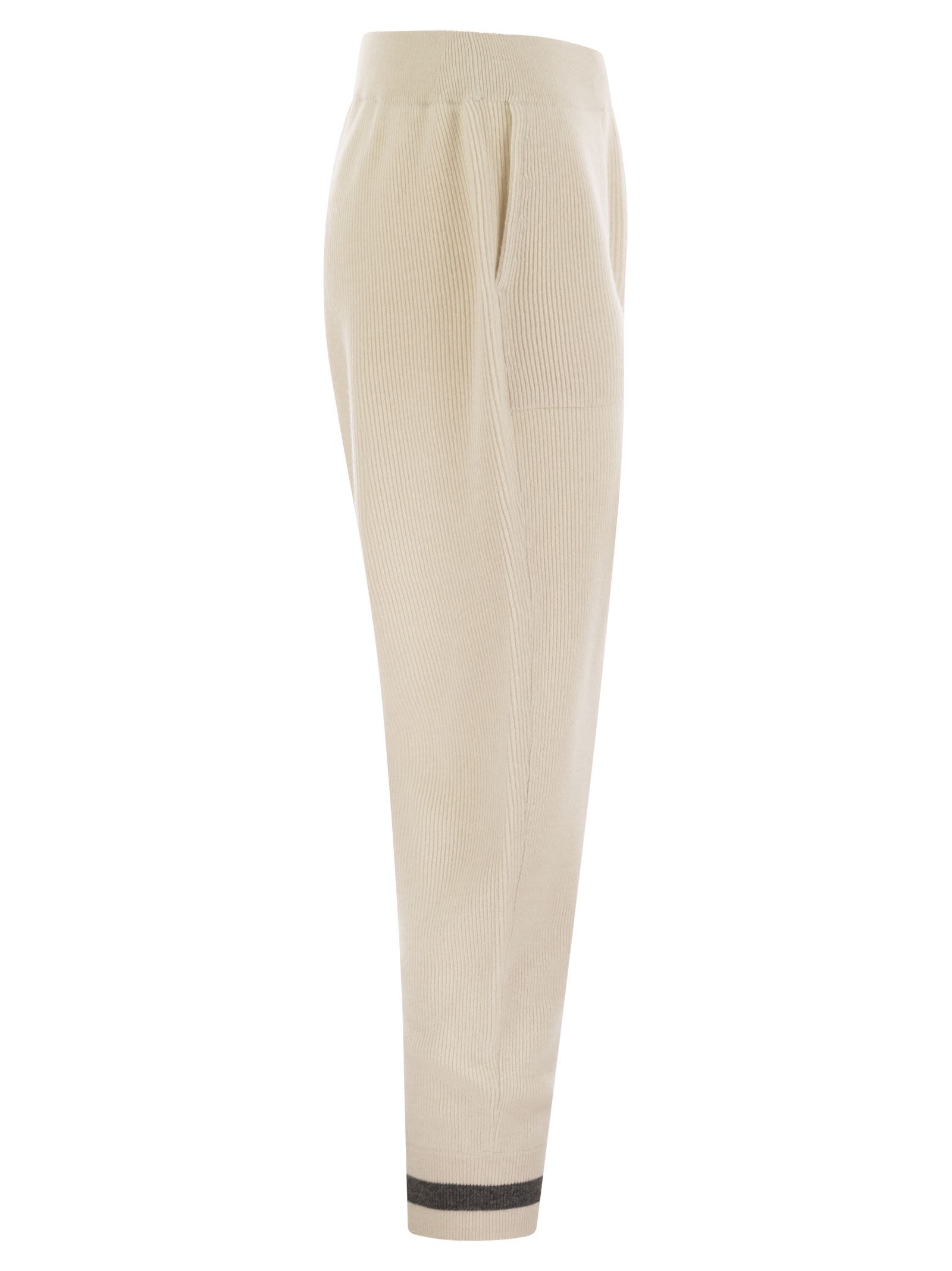 Brunello Cucinelli Women English Rib Cashmere Knit Trousers