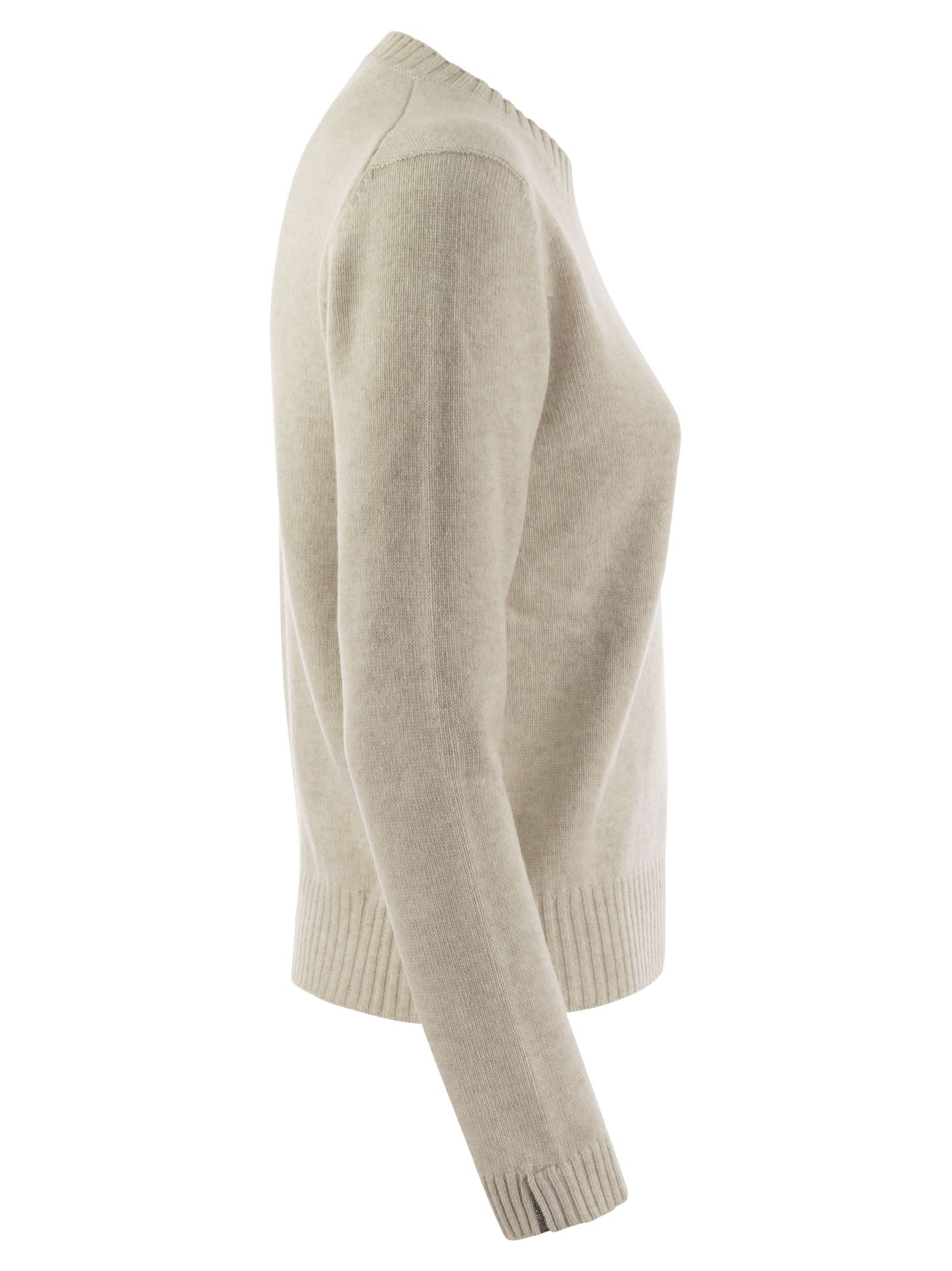 Brunello Cucinelli Women Cashmere Sweater With Shiny Cuff Details