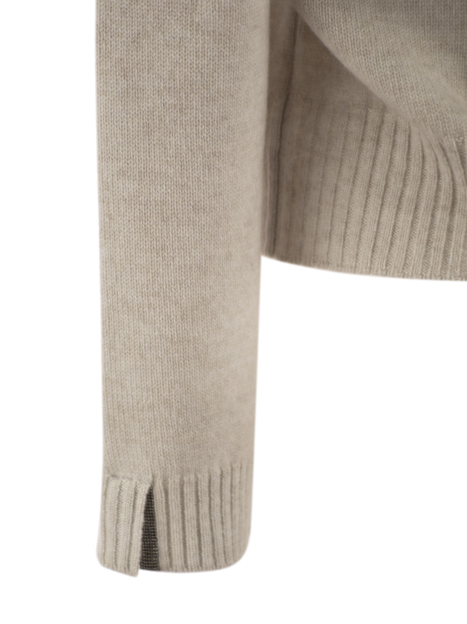 Brunello Cucinelli Women Cashmere Sweater With Shiny Cuff Details