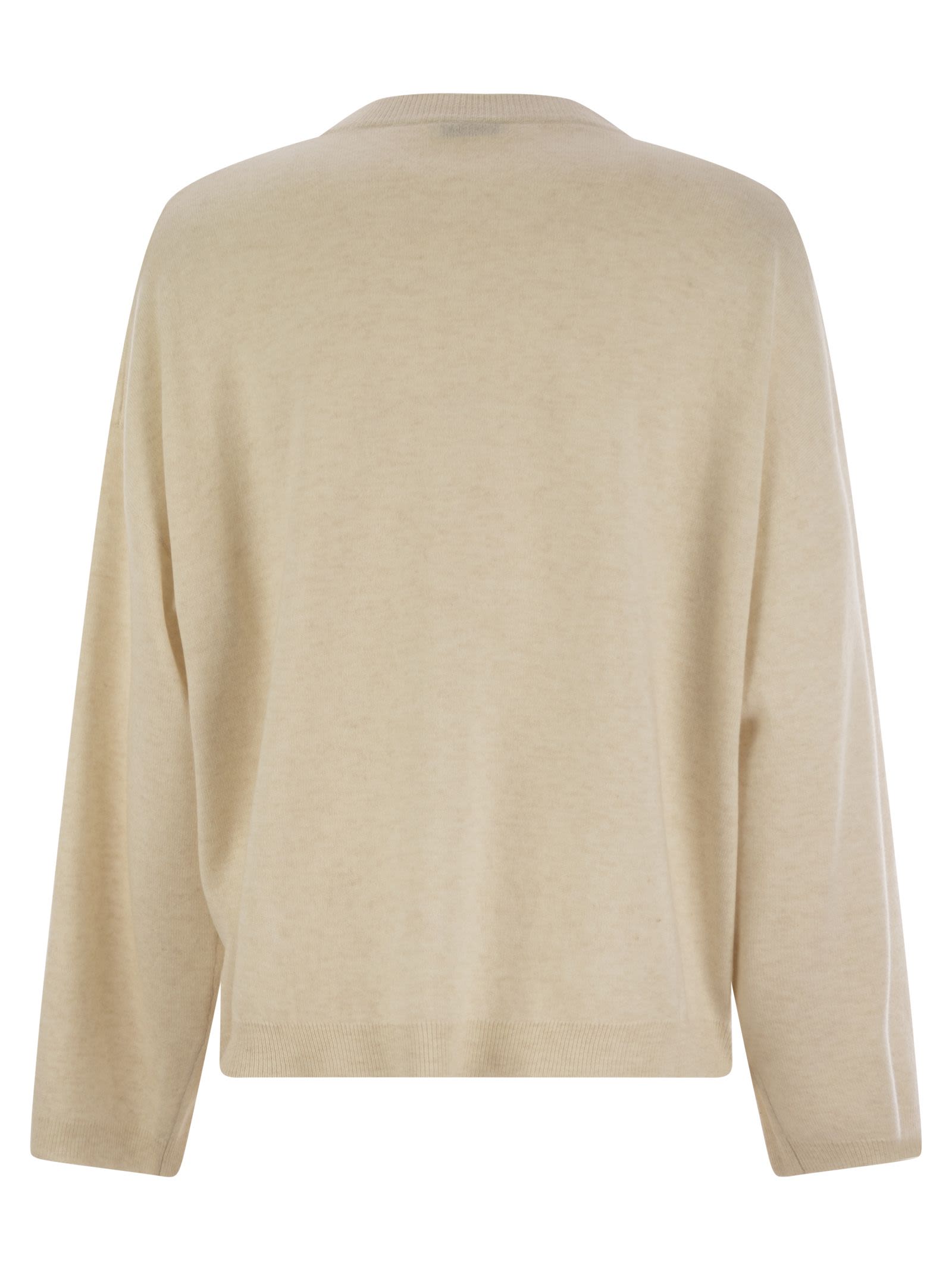 Brunello Cucinelli Women Virgin Wool, Cashmere And Silk Sweater With Shiny Pocket Detail