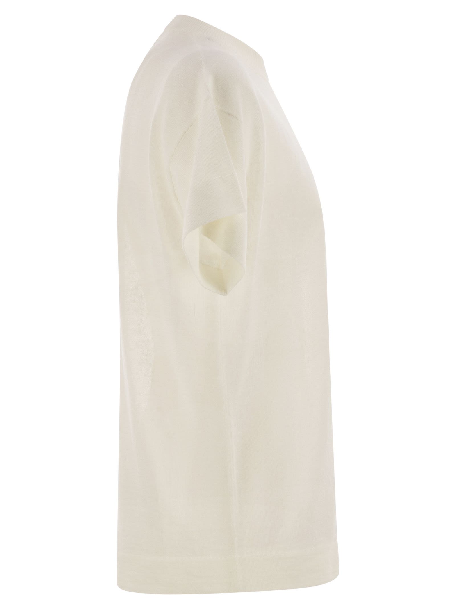 Brunello Cucinelli Women Linen-Blend T-Shirt With Shiny Pocket Detail