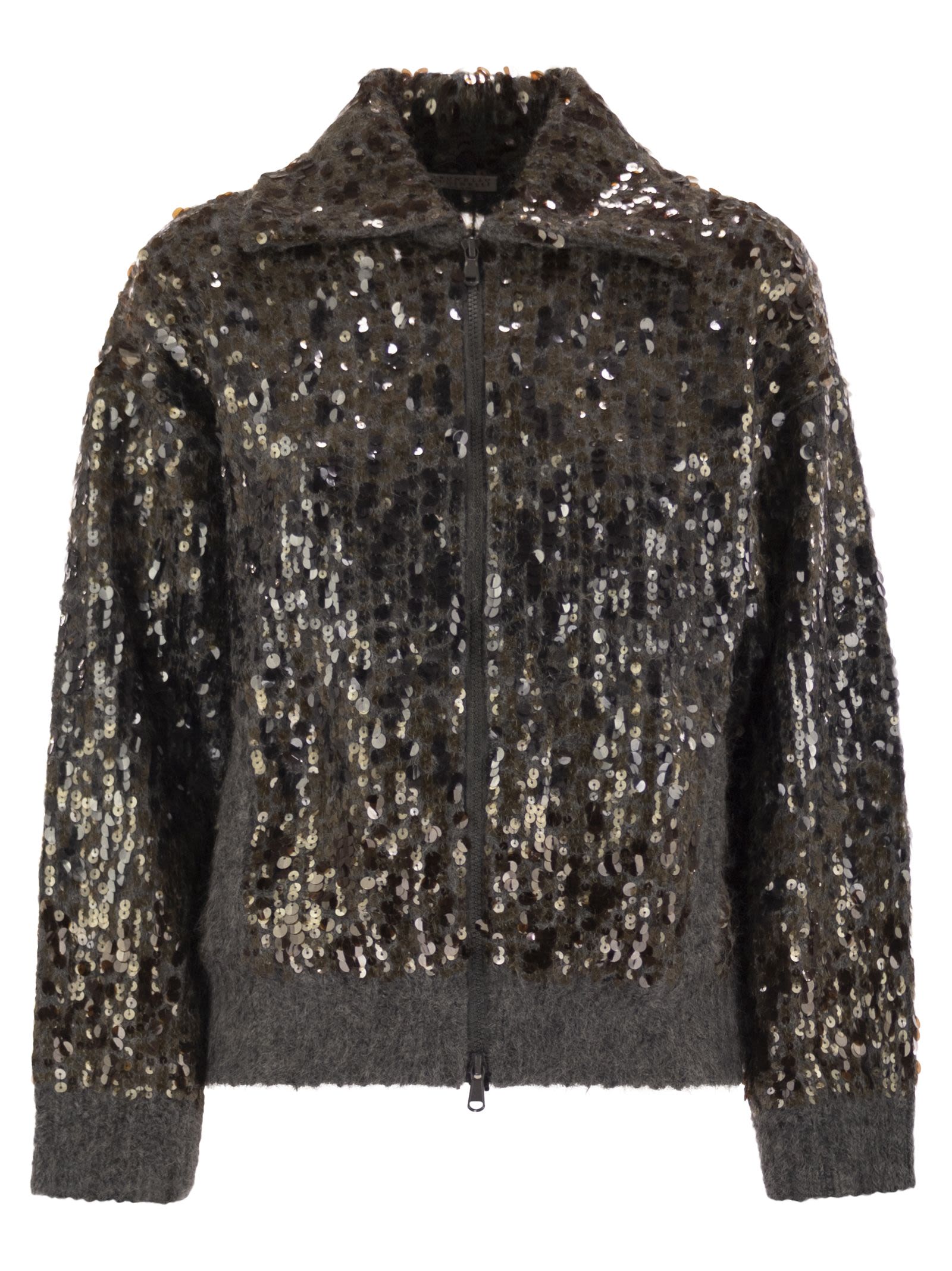 Brunello Cucinelli Women Dazzling Dégradé Embroidery Mohair And Wool Cardigan