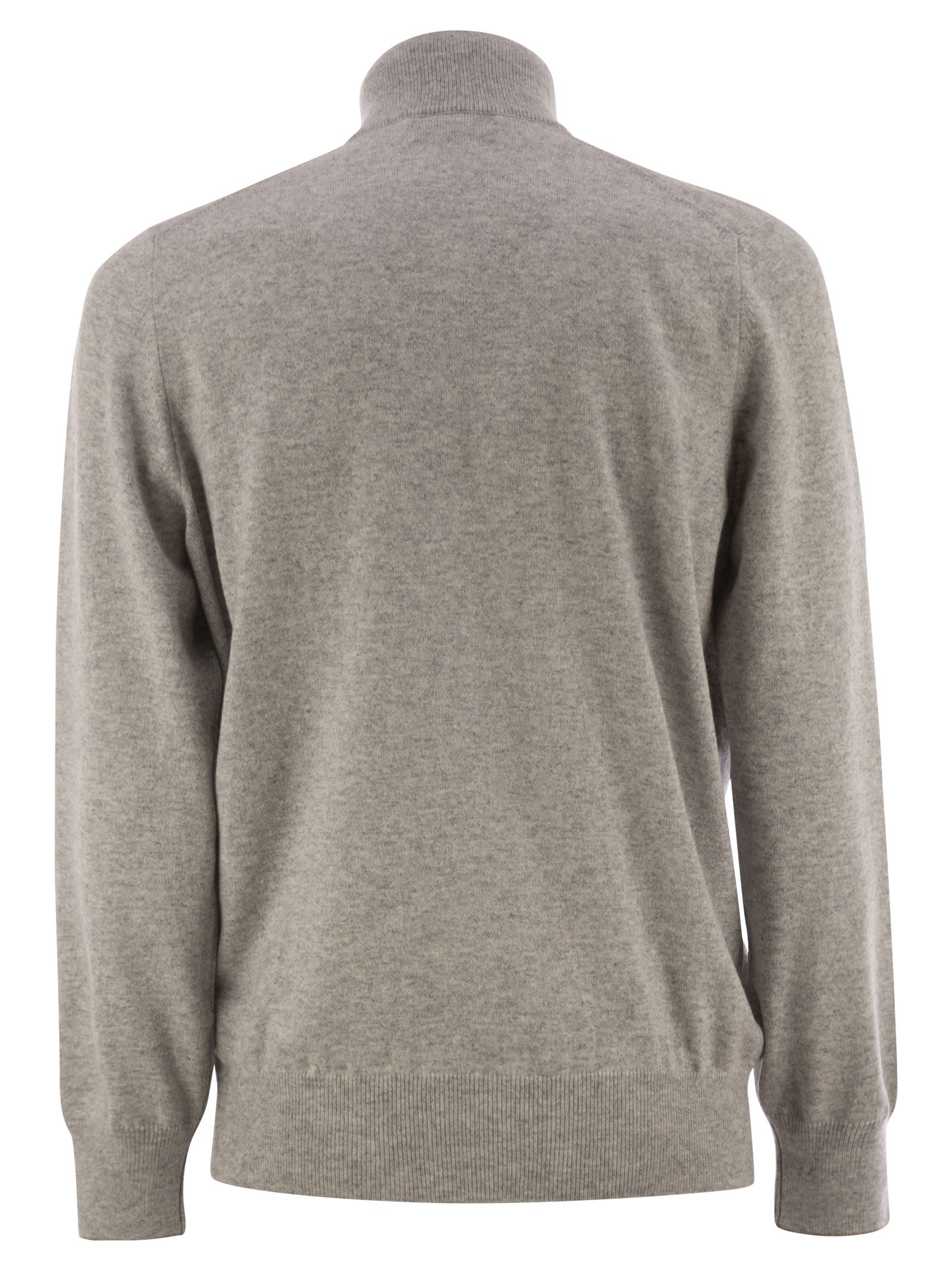Brunello Cucinelli Men High-Necked Cashmere Sweater With Zip Opening