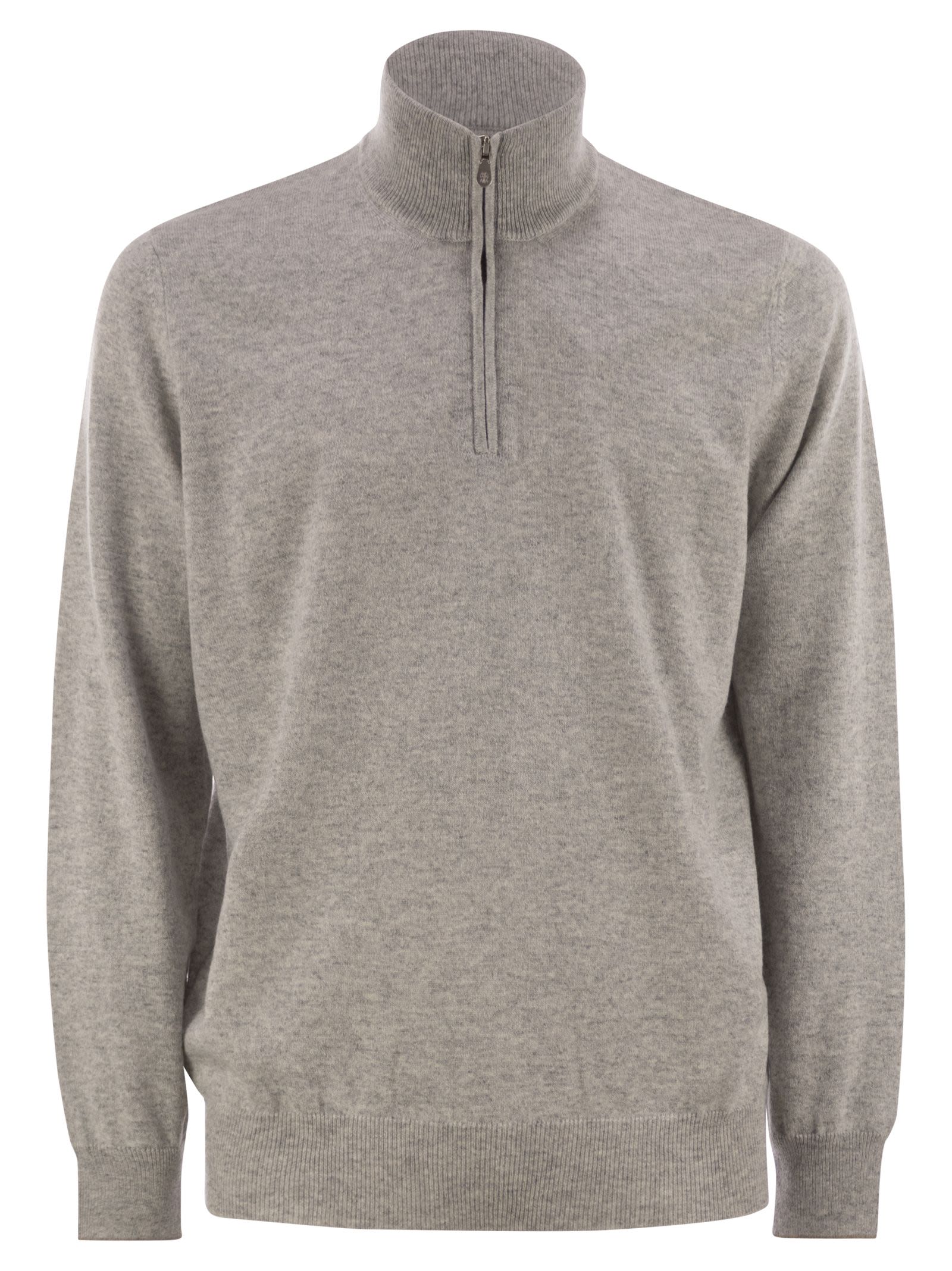 Brunello Cucinelli Men High-Necked Cashmere Sweater With Zip Opening