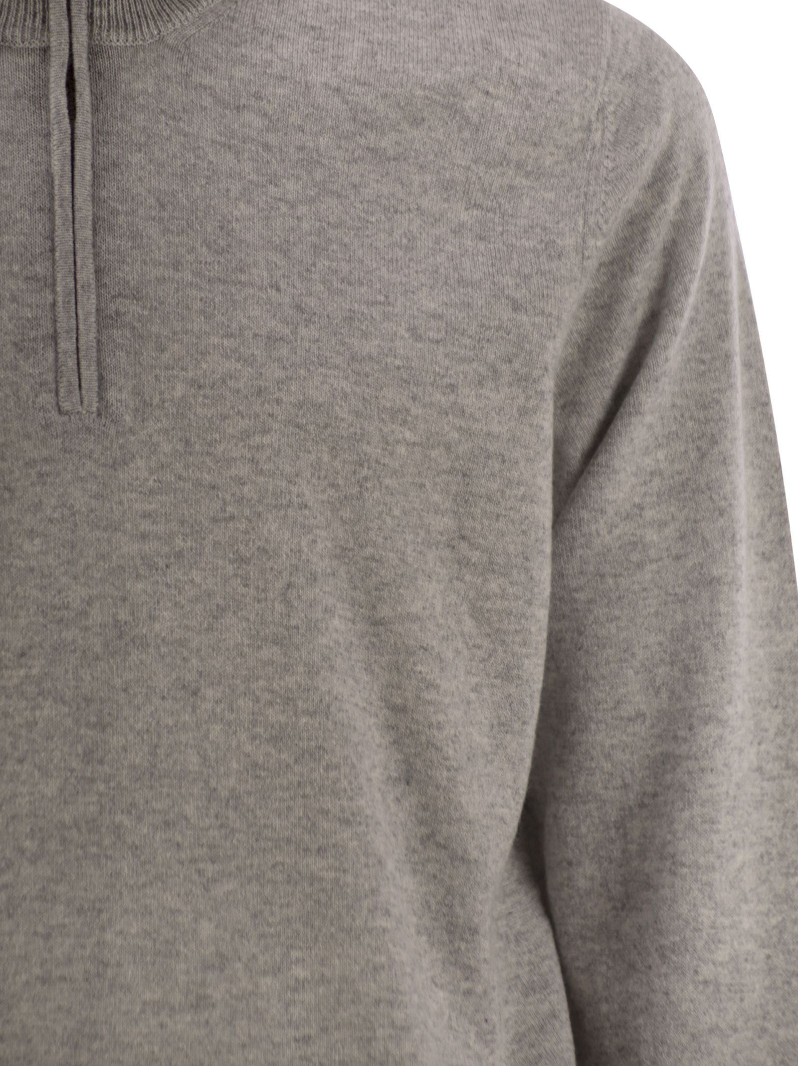 Brunello Cucinelli Men High-Necked Cashmere Sweater With Zip Opening