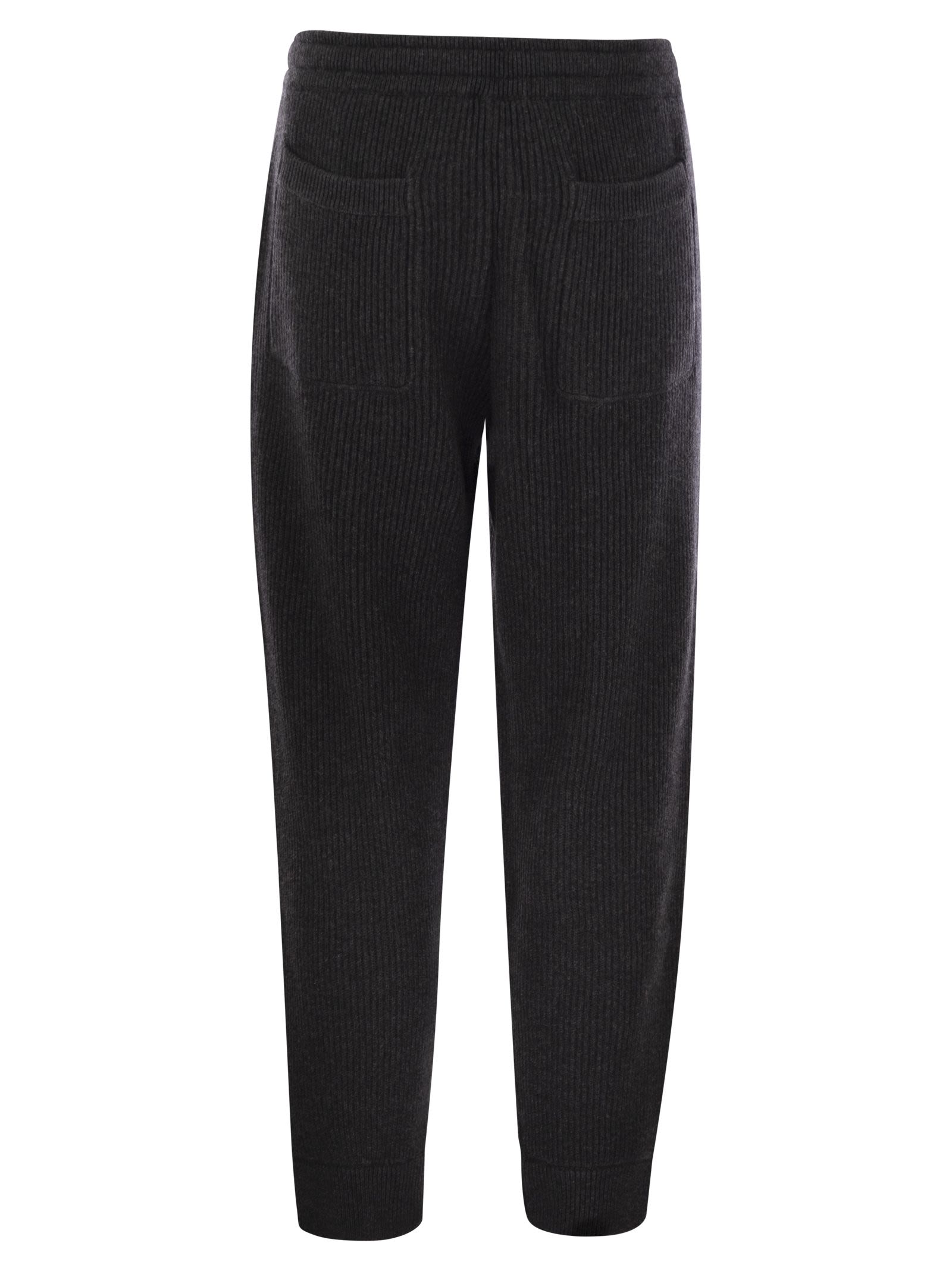 Brunello Cucinelli Men Cashmere Rib Knit Joggers With Drawstring