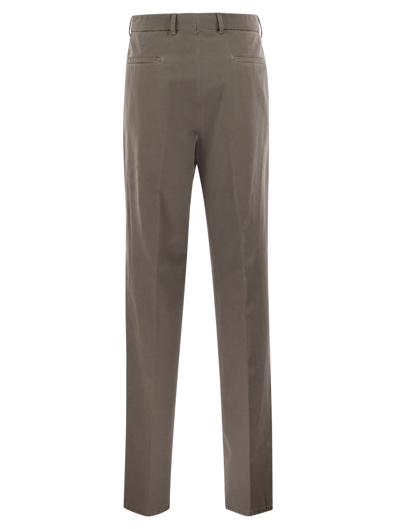Brunello Cucinelli Men Leisure Fit Trousers In Garment-Dyed Cotton Velvet With Darts