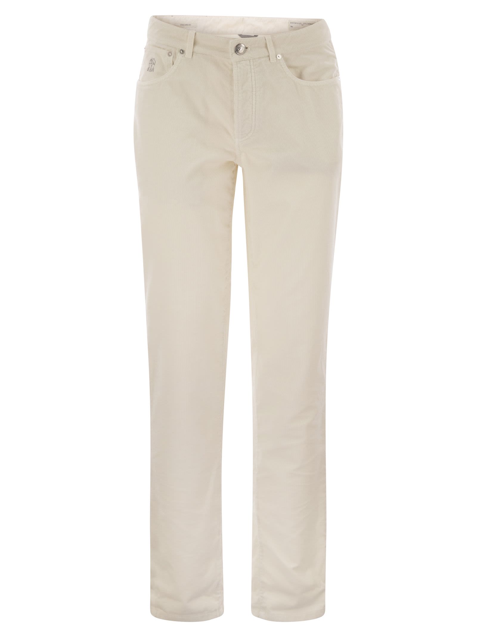 Brunello Cucinelli Men Five-Pocket Italian Fit Trousers In Garment Dyed Cotton Corduroy