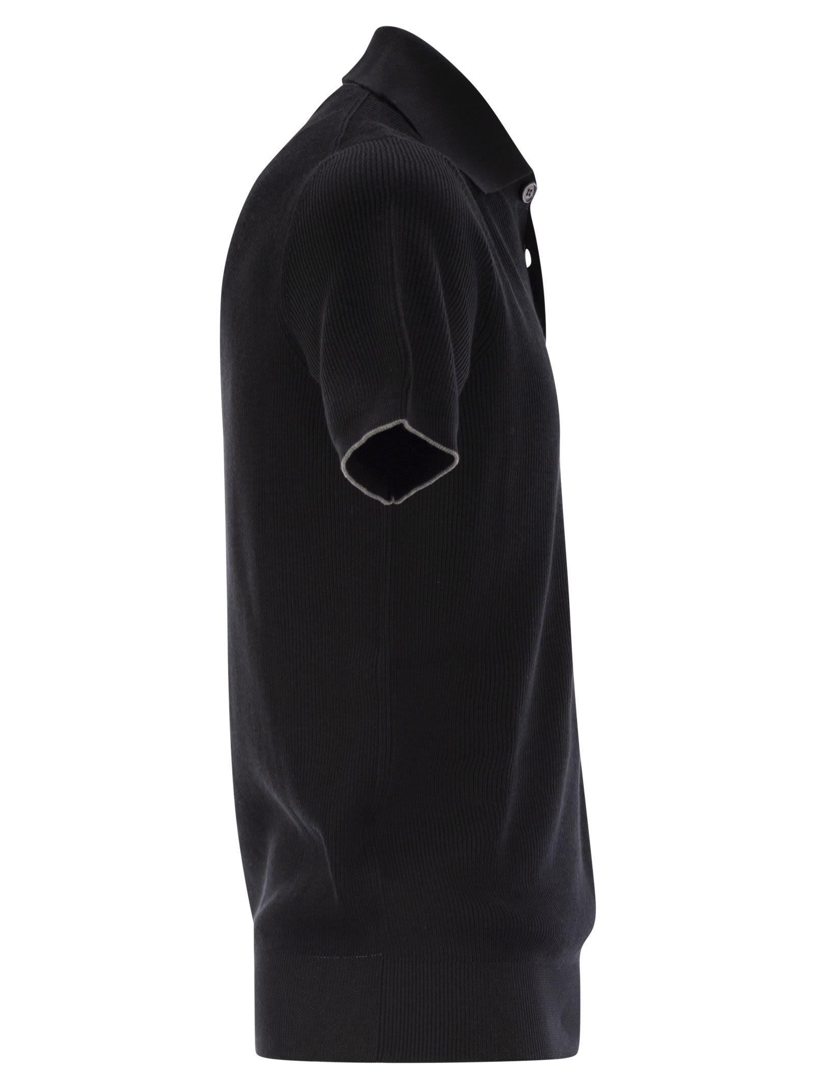 Brunello Cucinelli Men Ribbed Cotton Polo-Style Jersey