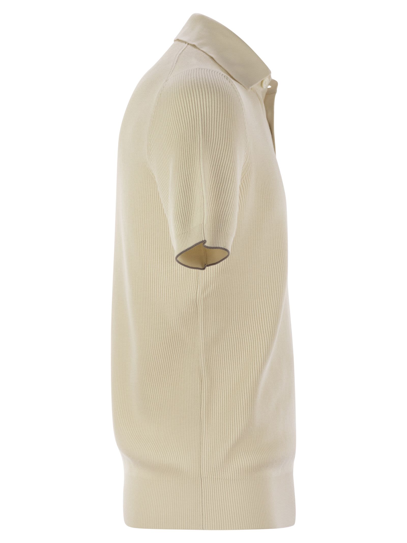 Brunello Cucinelli Men Ribbed Cotton Polo-Style Jersey