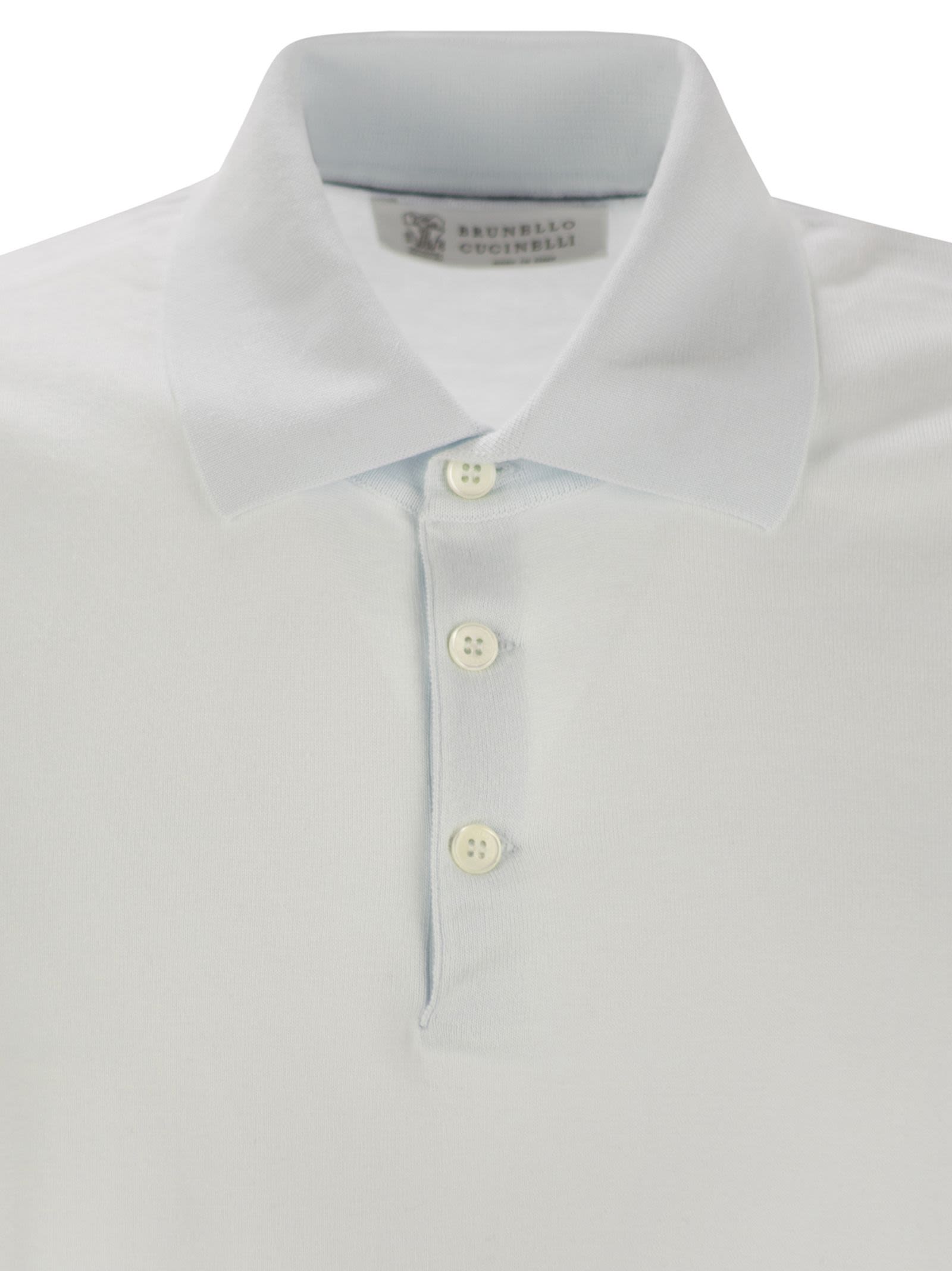 Brunello Cucinelli Men Lightweight Cotton Knit Polo Shirt