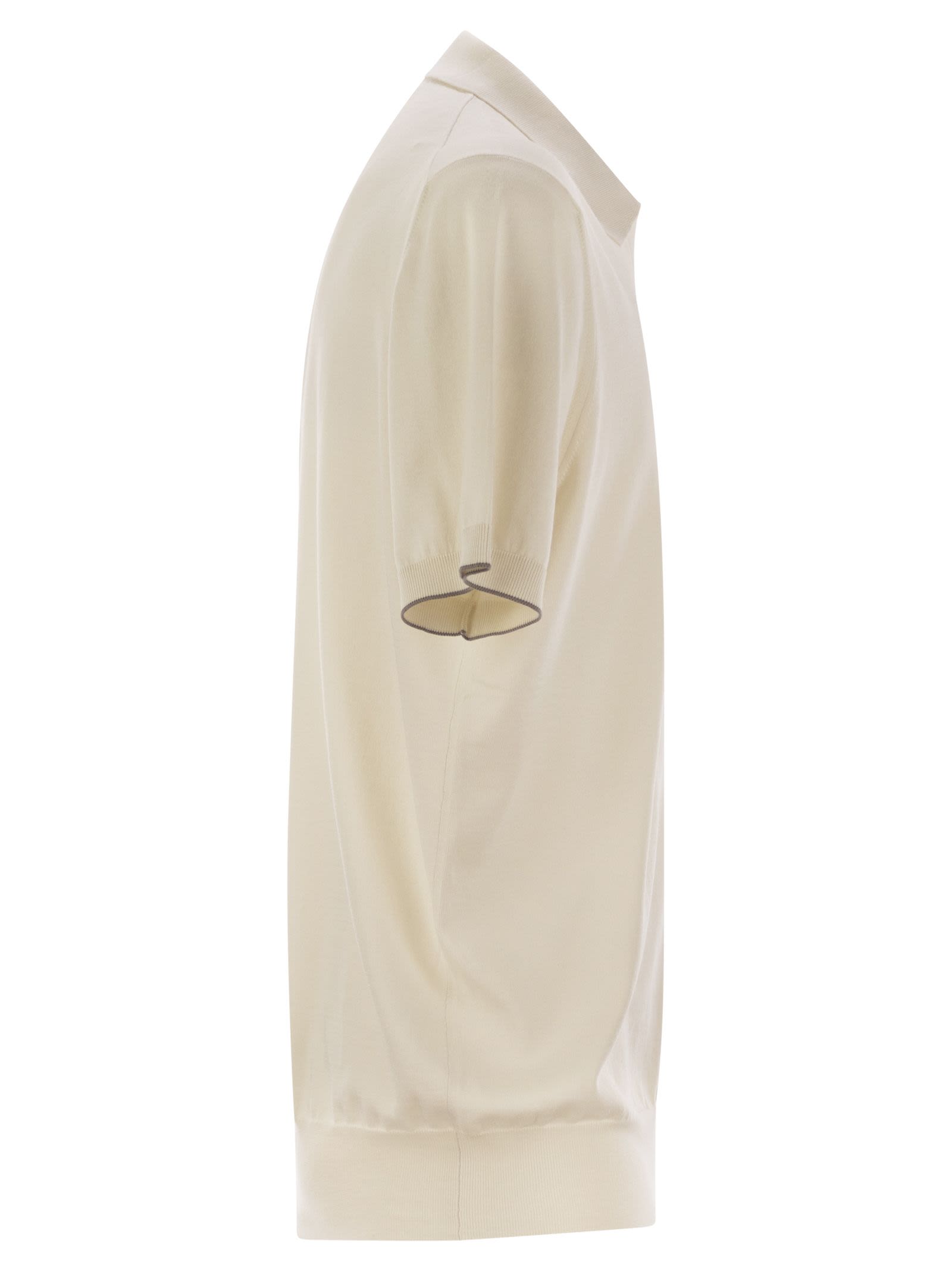 Brunello Cucinelli Men Cotton Polo Style Sweater