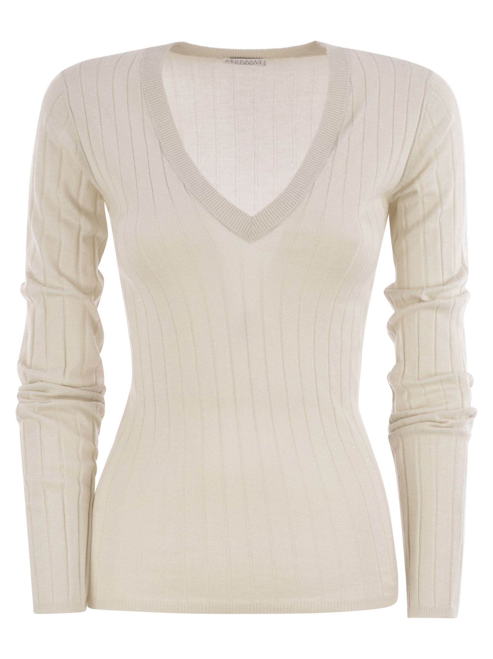 Brunello Cucinelli Women Lightweight Cashmere And Silk Broad Rib Sweater