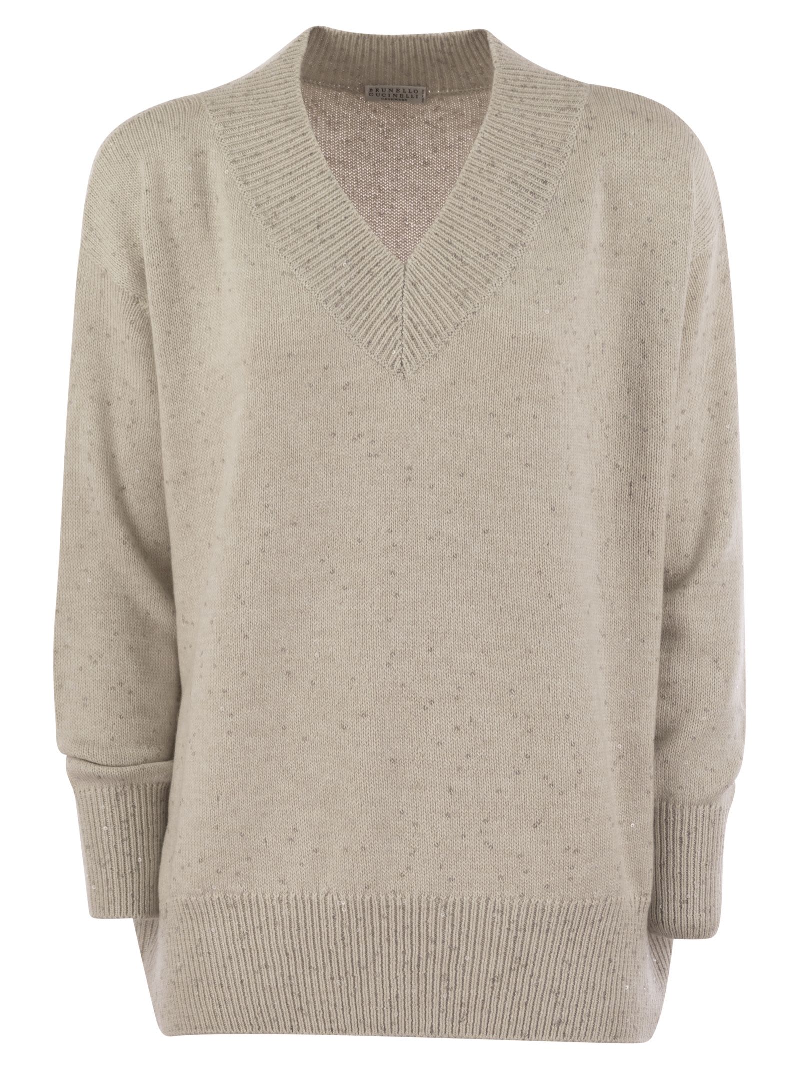 Brunello Cucinelli Women Cashmere And Silk Sweater With Micro Sequins
