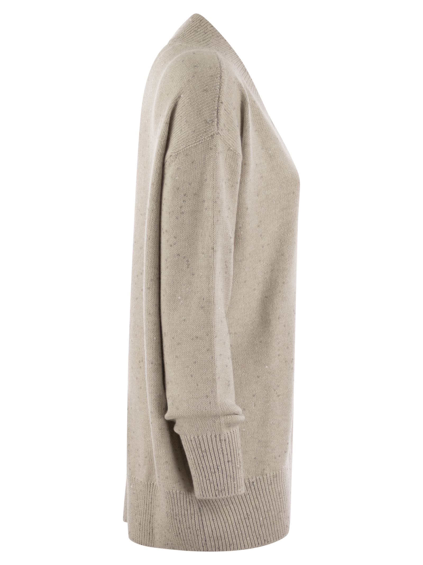 Brunello Cucinelli Women Cashmere And Silk Sweater With Micro Sequins