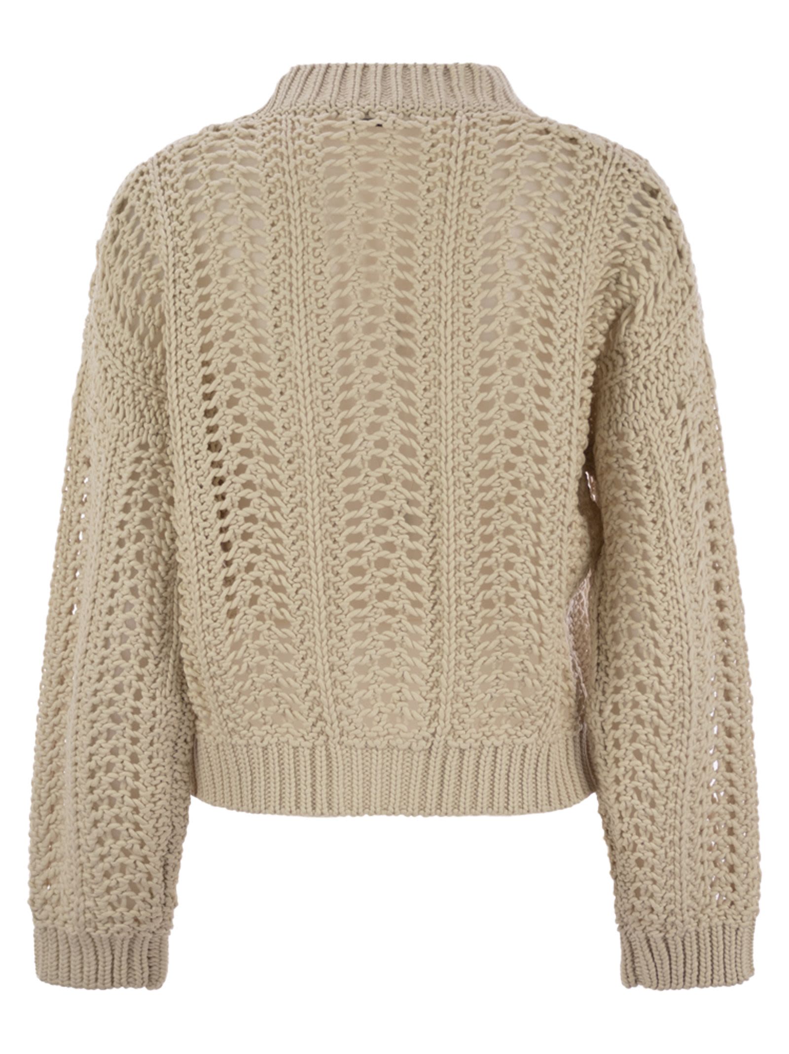 Brunello Cucinelli Women Ribbed Cotton Net Cardigan