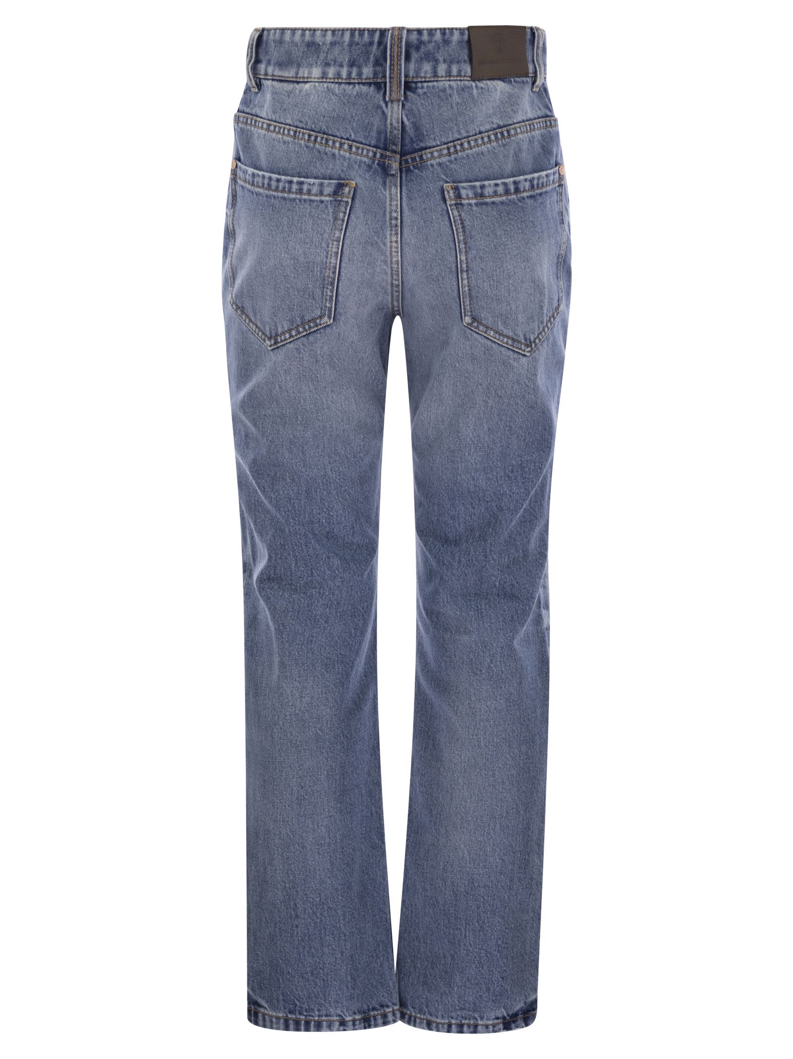 Brunello Cucinelli Women Authentic Denim Loose Trousers With Shiny Tab