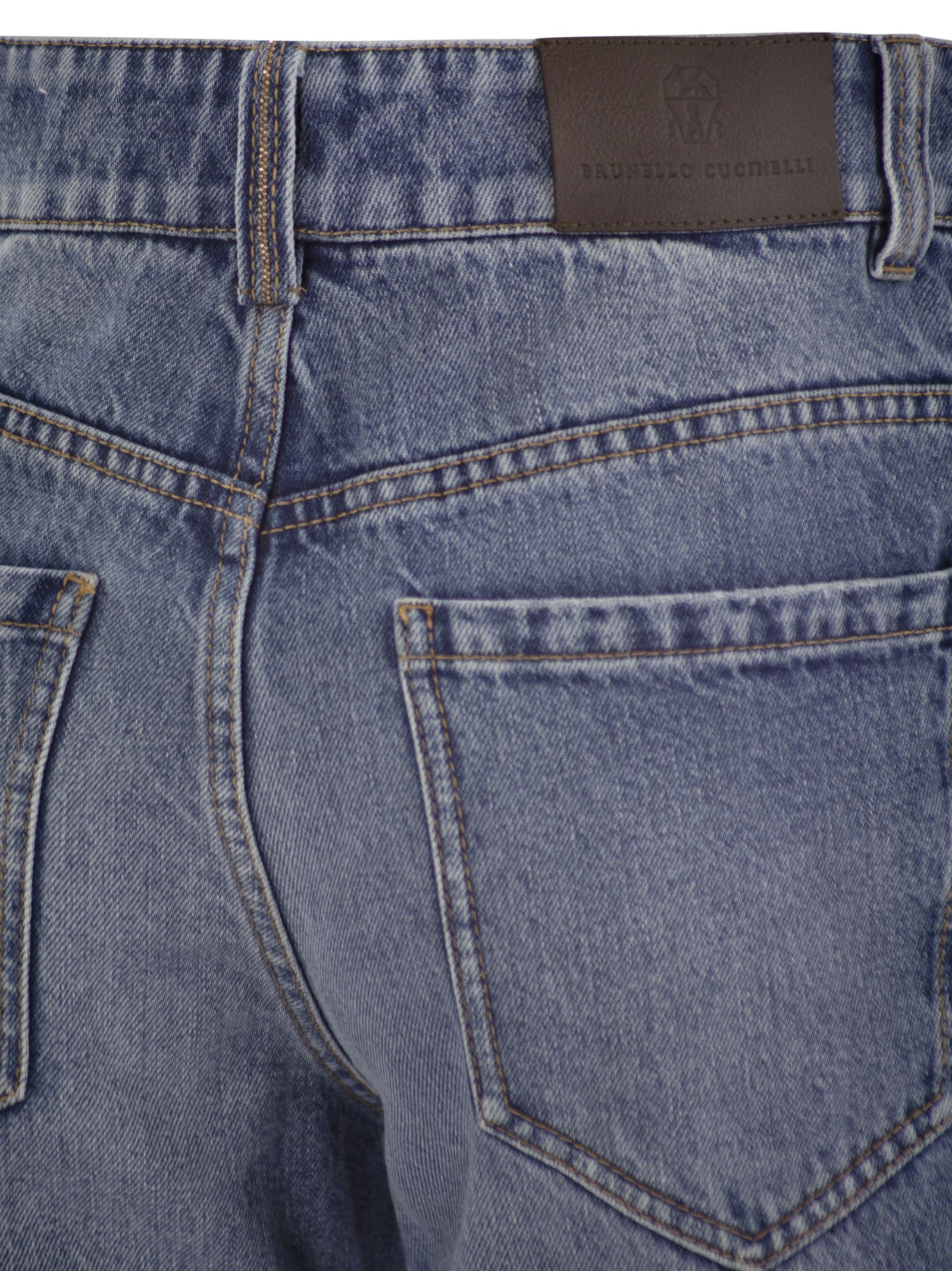 Brunello Cucinelli Women Authentic Denim Loose Trousers With Shiny Tab