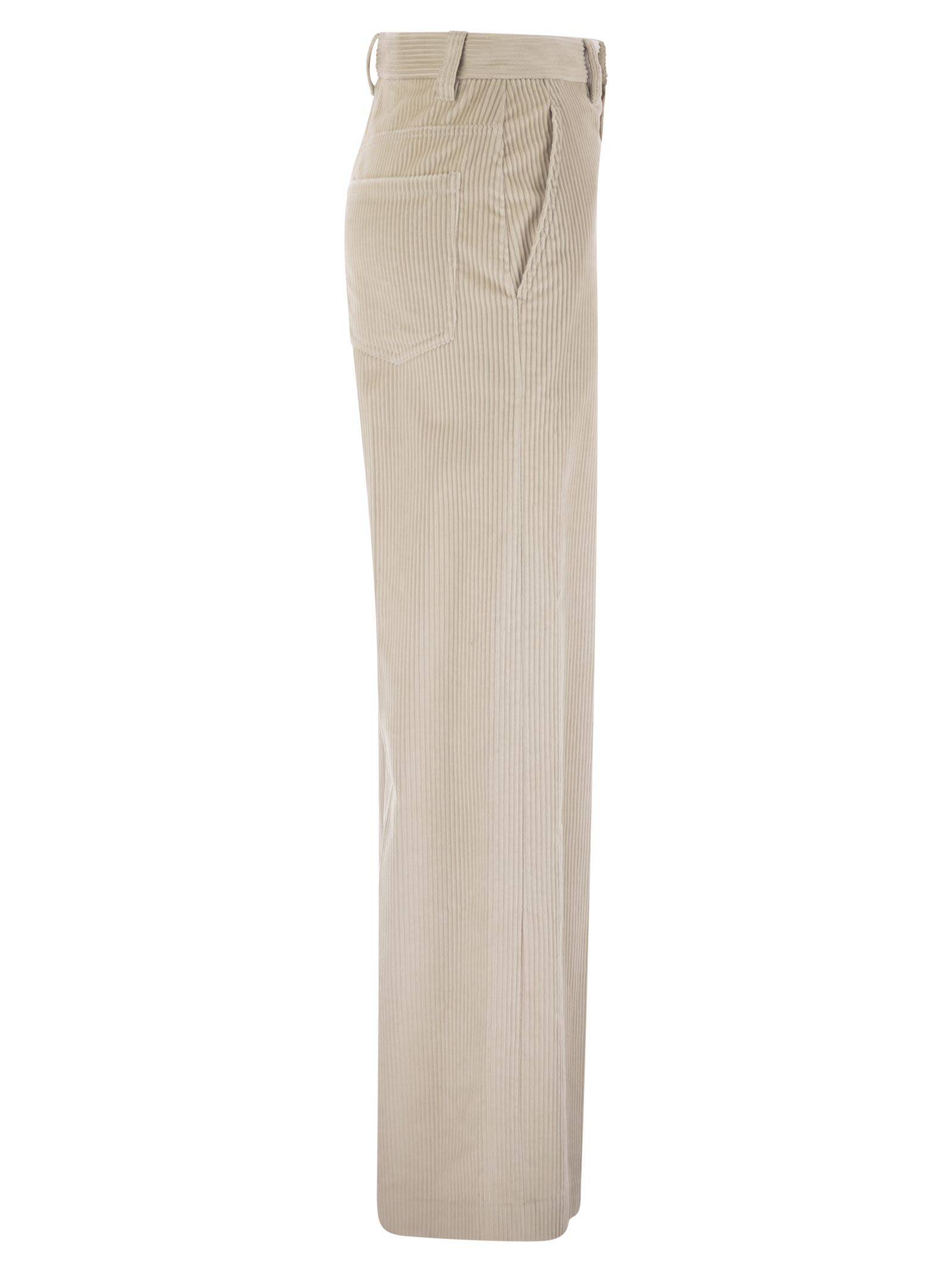 Brunello Cucinelli Women Fluid Corduroy Sartorial Track Trousers With Jewellery