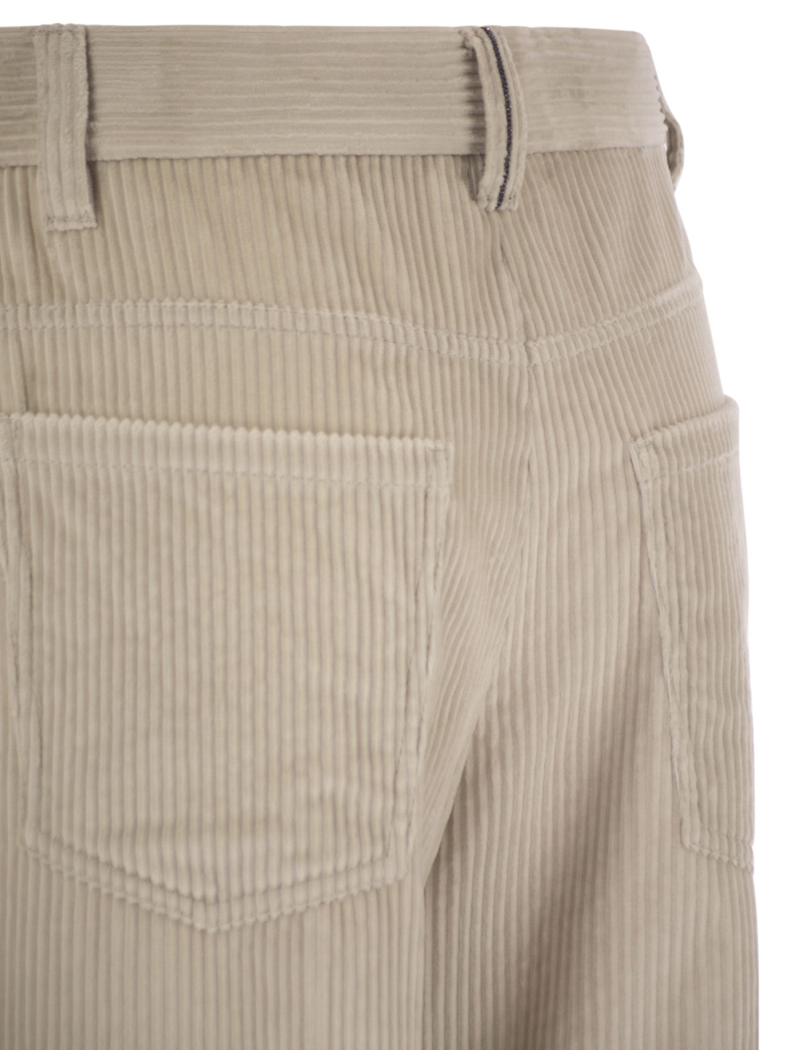 Brunello Cucinelli Women Fluid Corduroy Sartorial Track Trousers With Jewellery