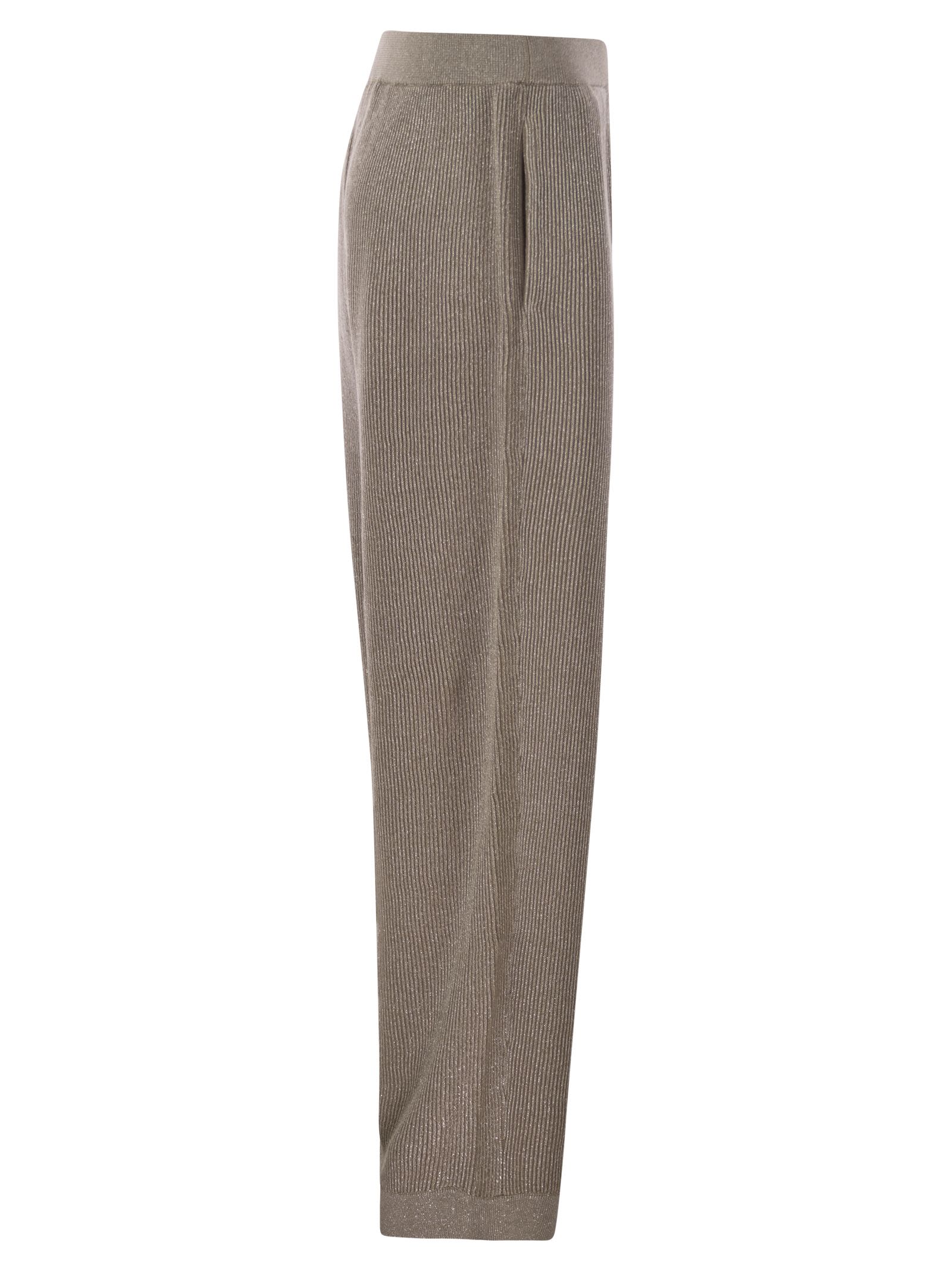 Brunello Cucinelli Women English Rib Cotton And Viscose Pants