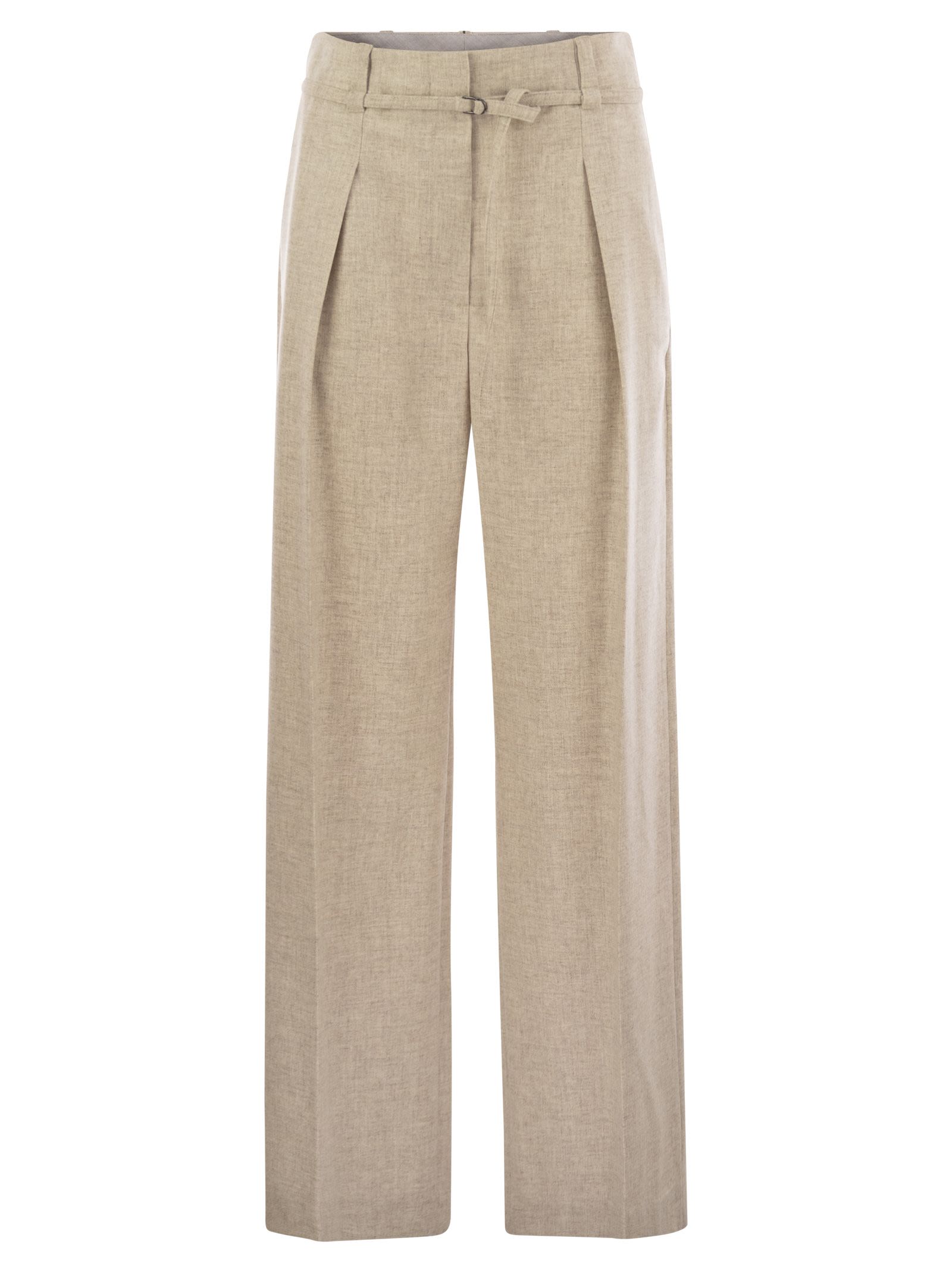 Brunello Cucinelli Women Virgin Wool And Cashmere Trousers With Necklace