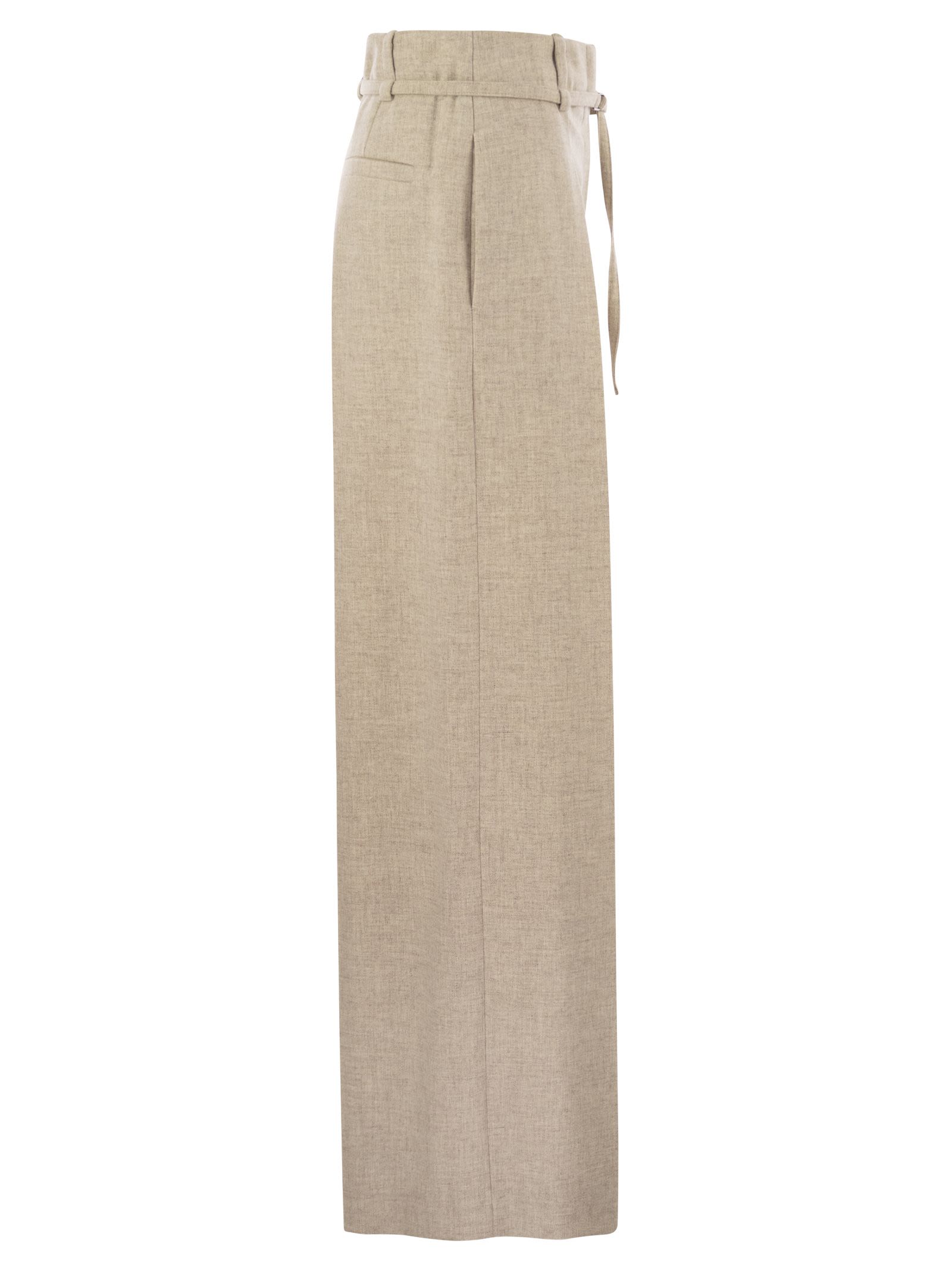 Brunello Cucinelli Women Virgin Wool And Cashmere Trousers With Necklace