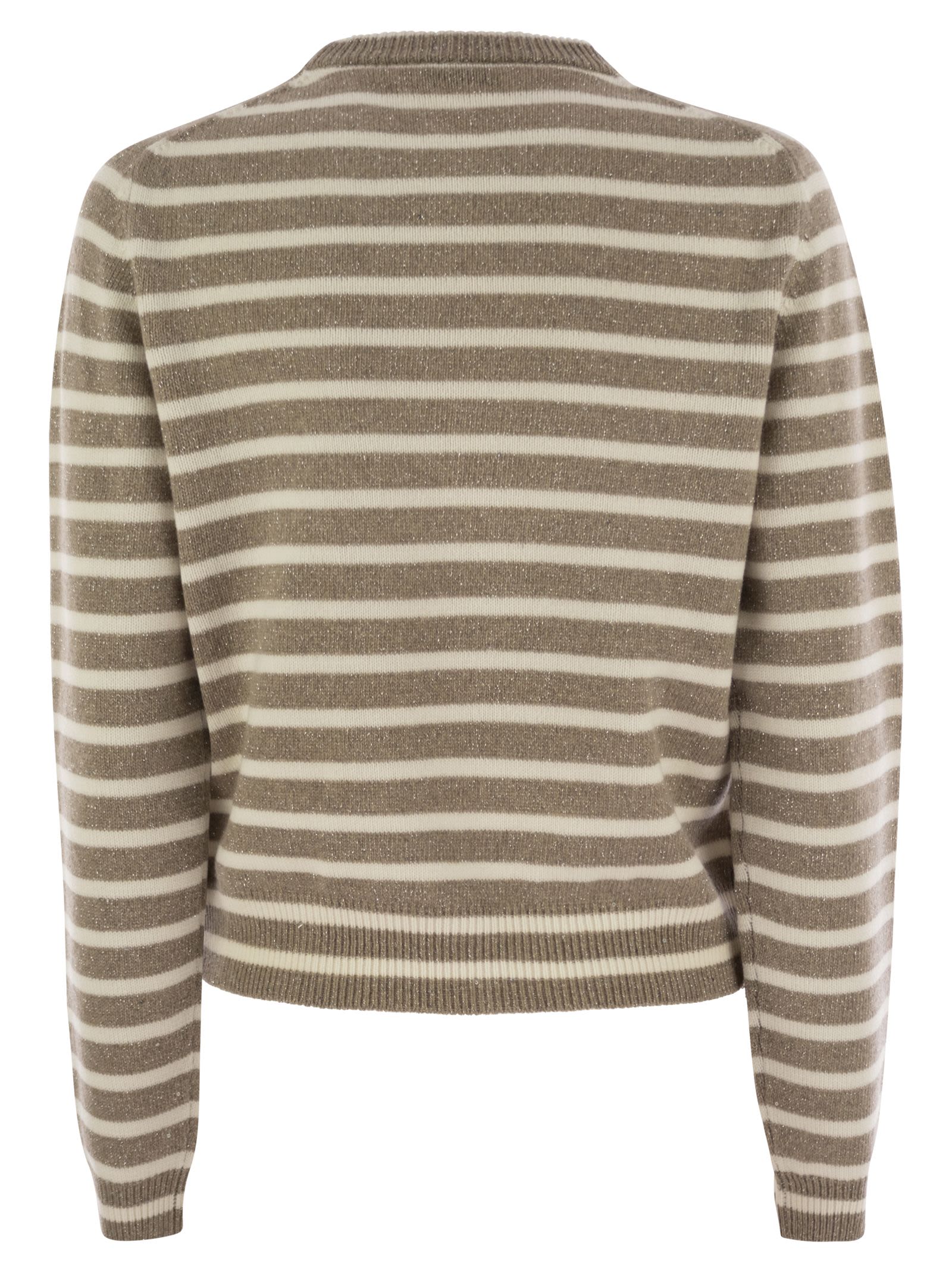Brunello Cucinelli Women Sparkling & Dazzling Striped Cashmere And Wool Sweater