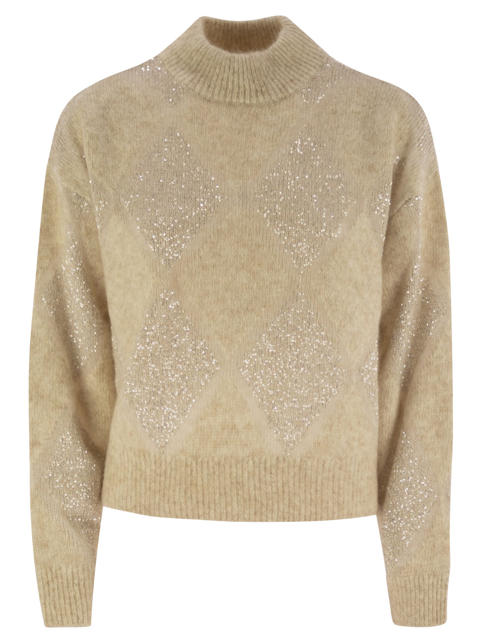 Brunello Cucinelli Women Dazzling Argyle Sweater In Wool And Mohair