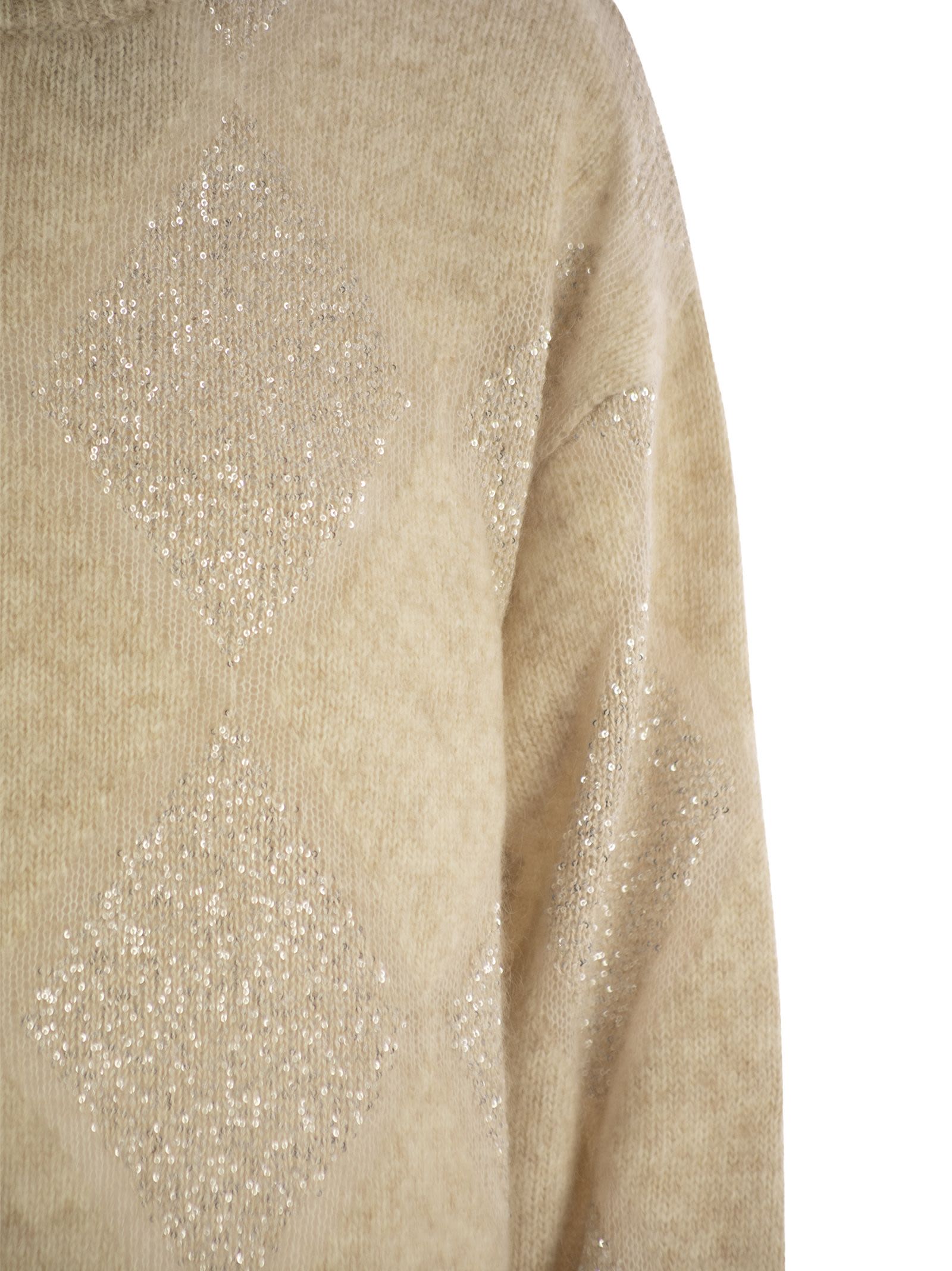 Brunello Cucinelli Women Dazzling Argyle Sweater In Wool And Mohair