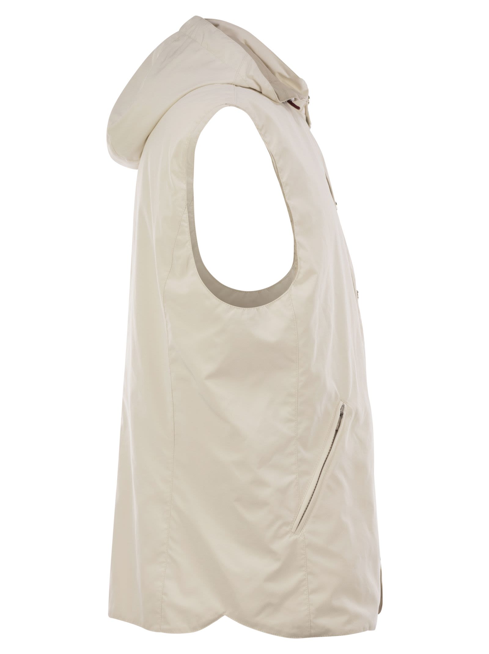 Brunello Cucinelli Men Water-Repellent Microfiber Vest With Thermore® Padding And Detachable Hood